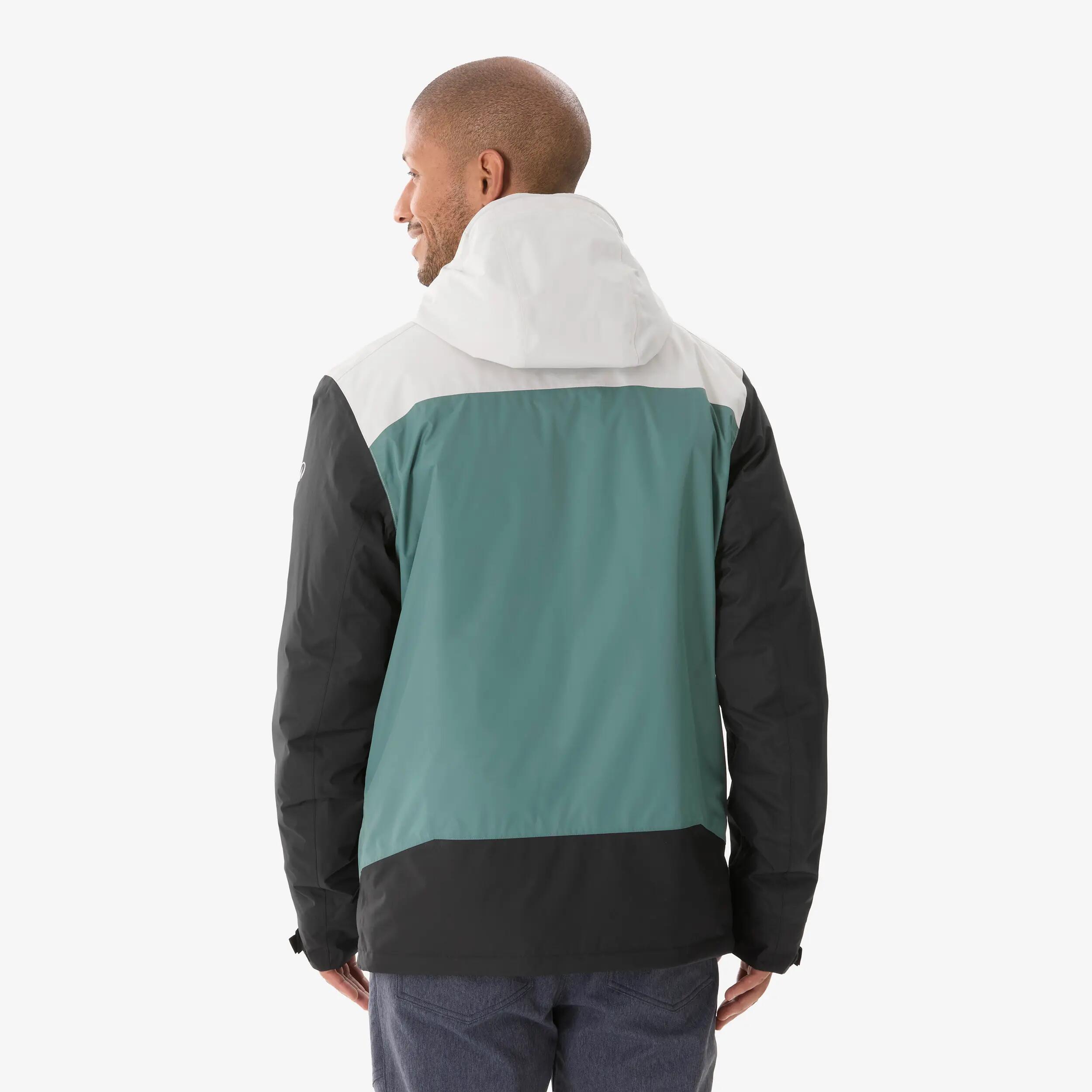 Men’s waterproof hiking jacket -10°C, NH500 - Beige and Green -  4