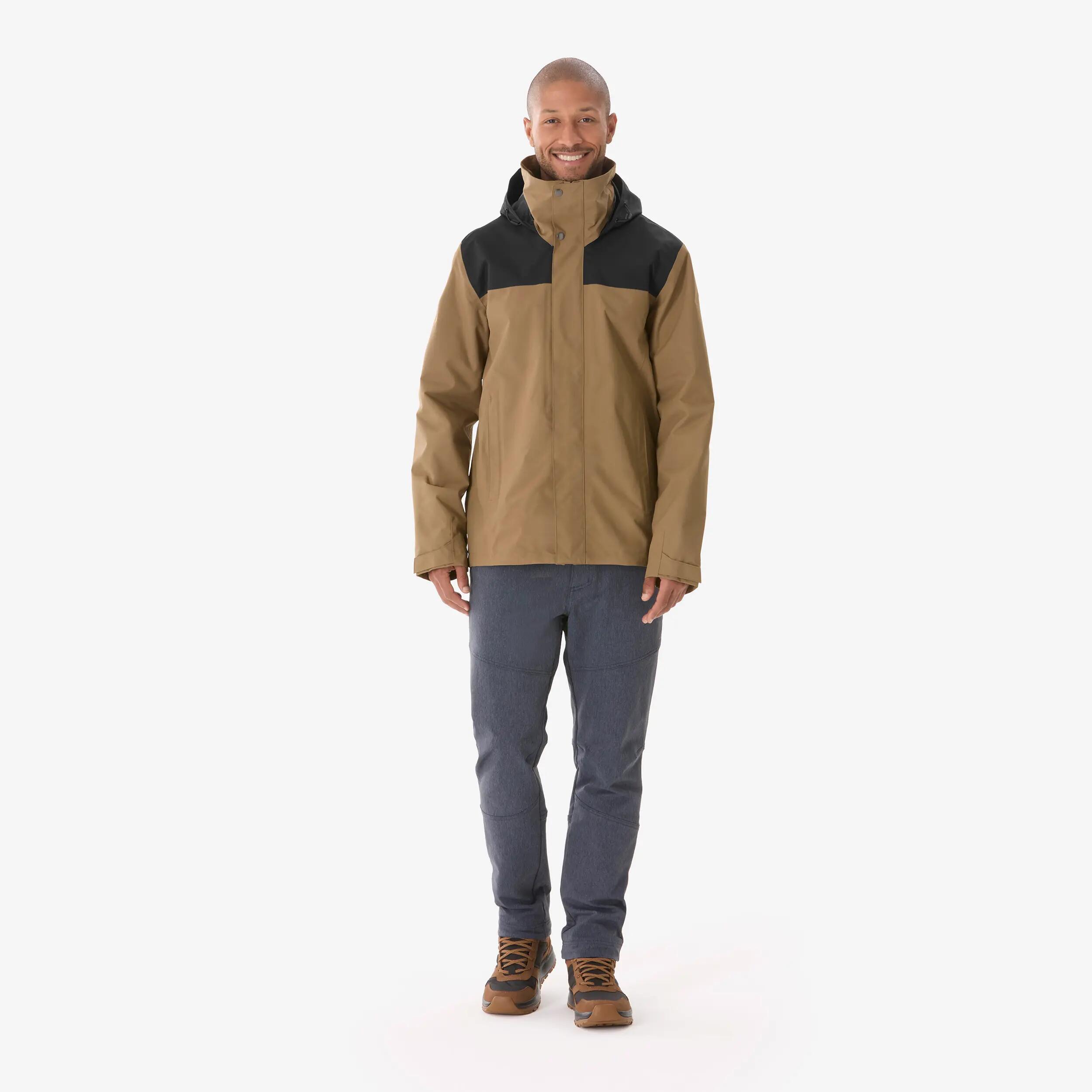 Men’s 3in1 waterproof hiking jacket 0°C NH100 - Brown -  3