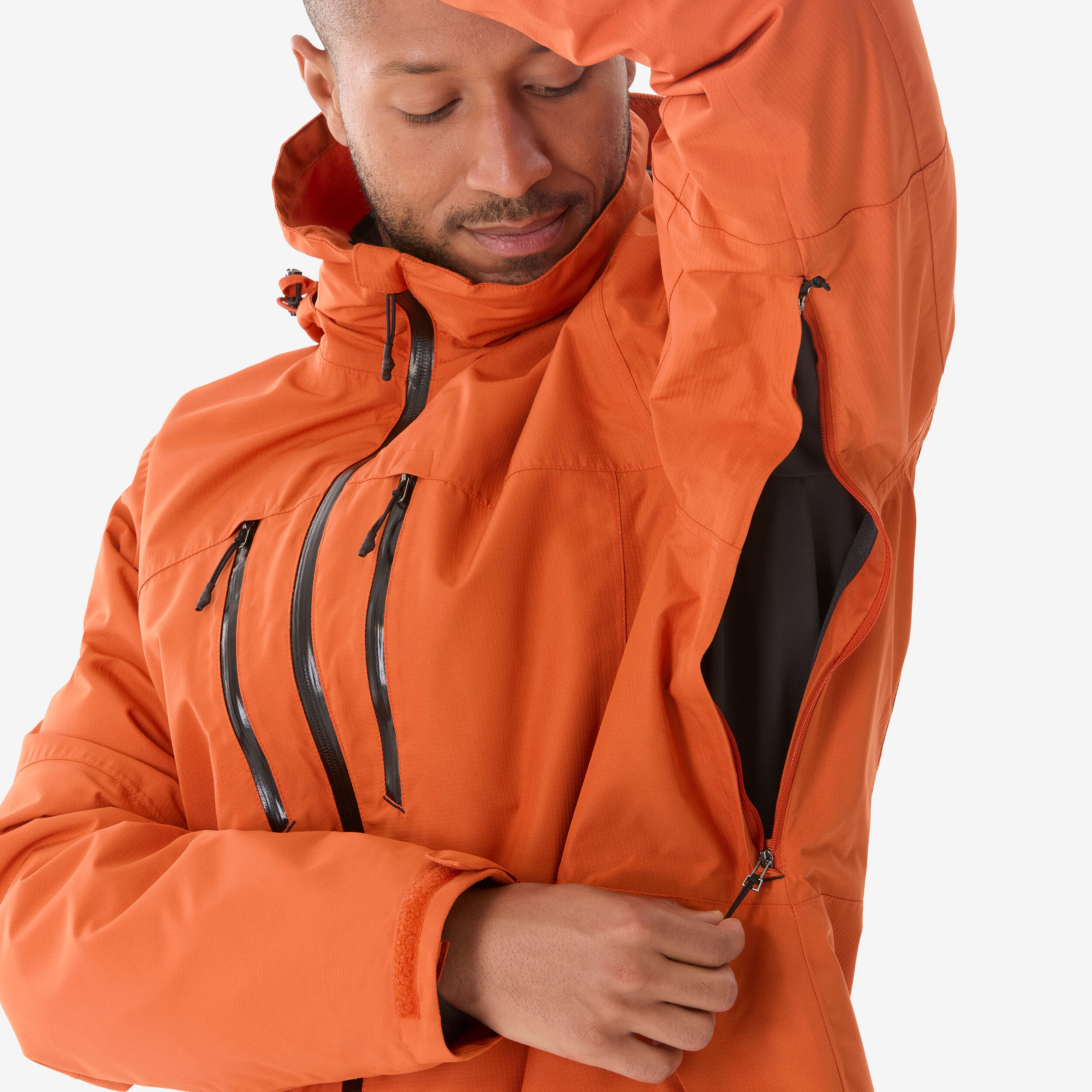 Veste 3en1 de randonnée -10°C imperméable homme, MH500 orange 10/17