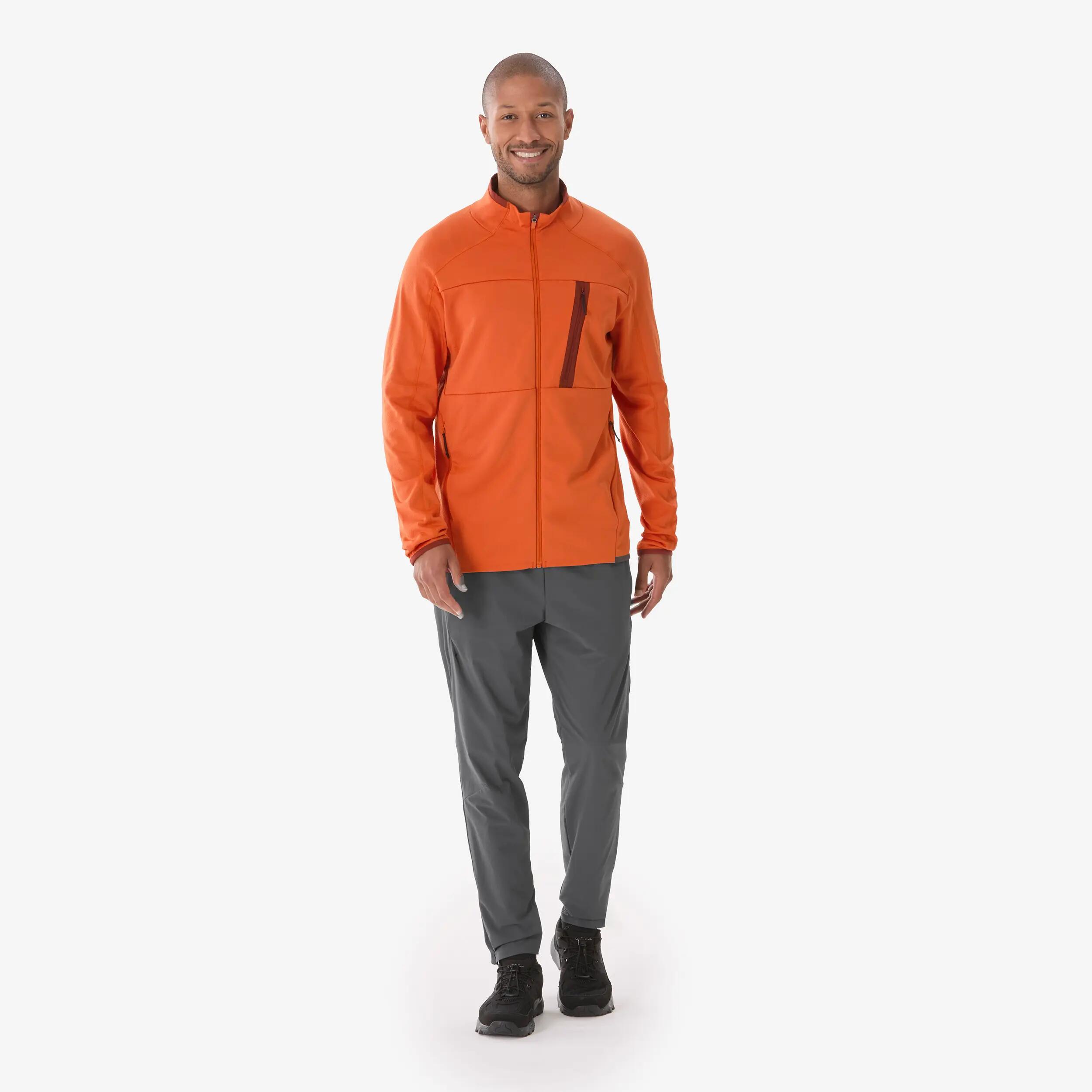 Men’s hiking fleece jacket, MH500 LIGHT Orange -  2