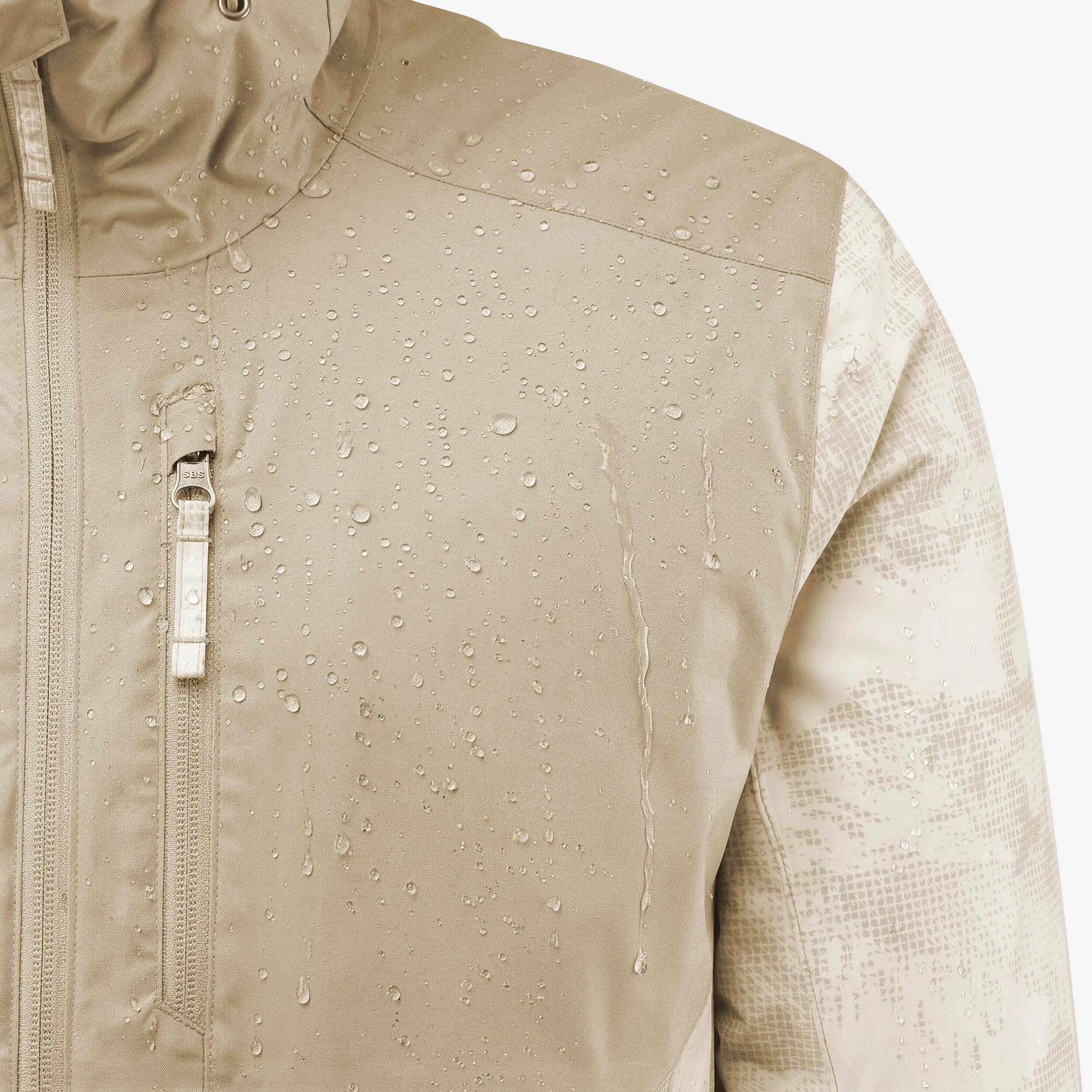 Men Winter Warm Snow Jacket - Padded & Waterproof Upto -10°C - Beige Printed NH500 -  3