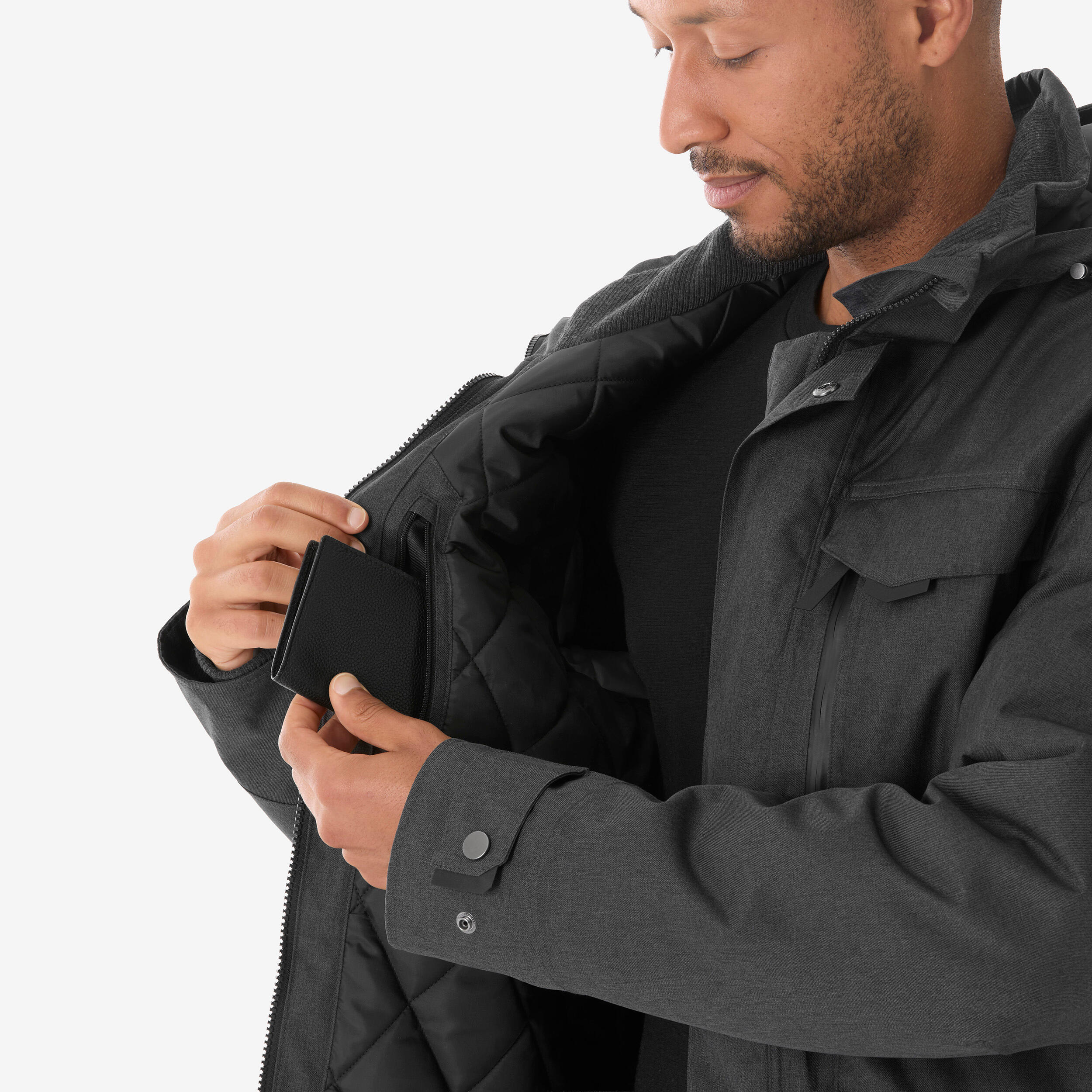Wasserdichte Wanderjacke für Herren -10°C, NH500 grau 9/16