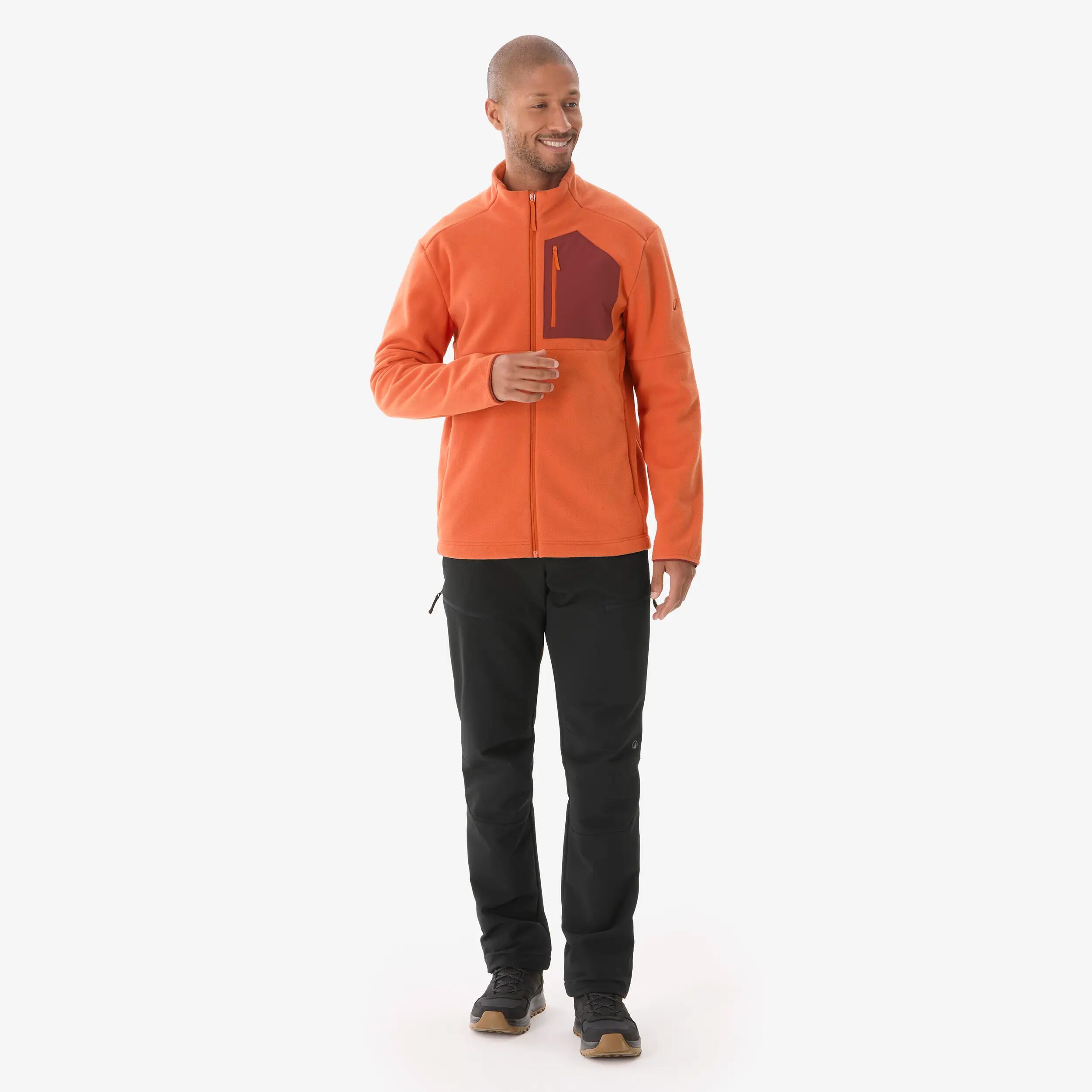Men’s mountain hiking fleece jacket, MH500 Full-zip Pocket - Terracotta -  2
