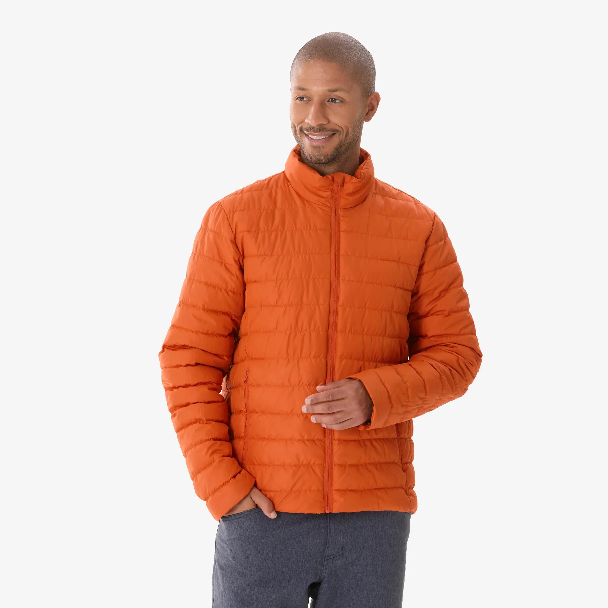 Men Hiking & Trekking Warm Puffer Jacket -6°C Orange MH100 -  1