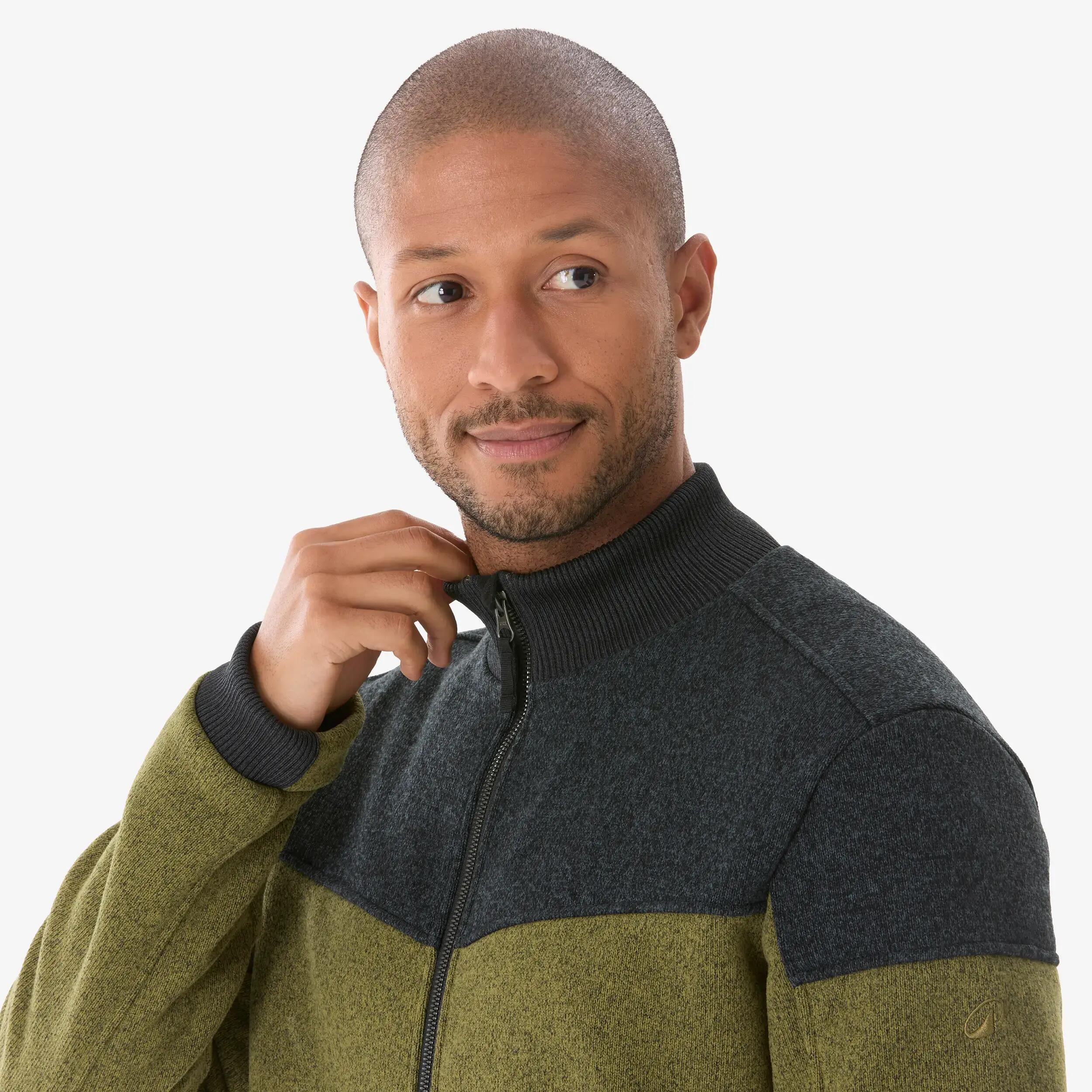 Men’s warm hiking fleece jacket, NH100 - Green -  3