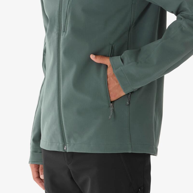 Erkek Outdoor Trekking Rüzgar Kesici Softshell Mont - Yeşil/Füme - MT500