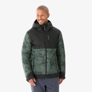 Men Winter Warm Snow Jacket - Padded & Waterproof Upto -10°C - Green Printed NH500