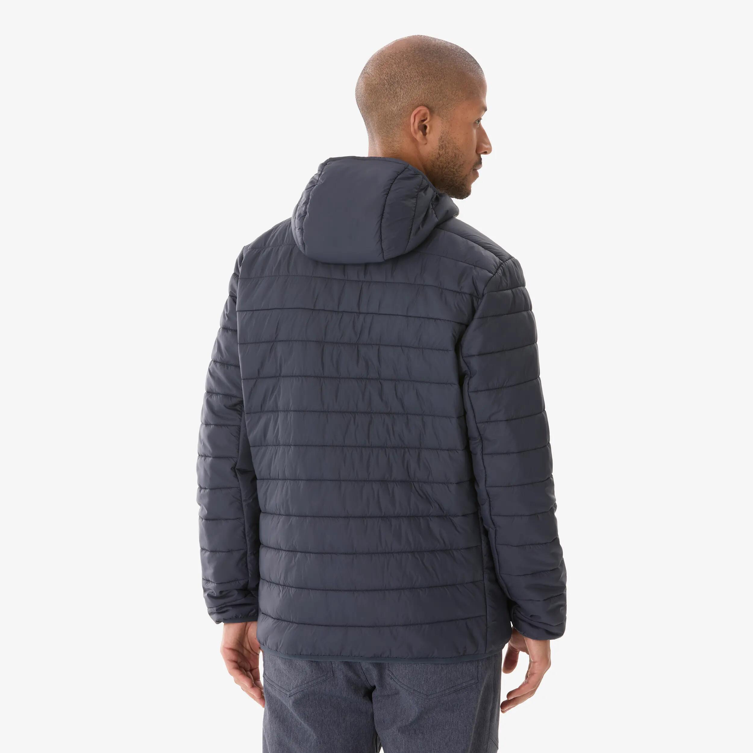 Men’s hiking puffer jacket, MH500 Blue -  3