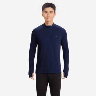Kiprun Run 100 Men's Warm and Breathable Half-Zip T-shirt - Blue