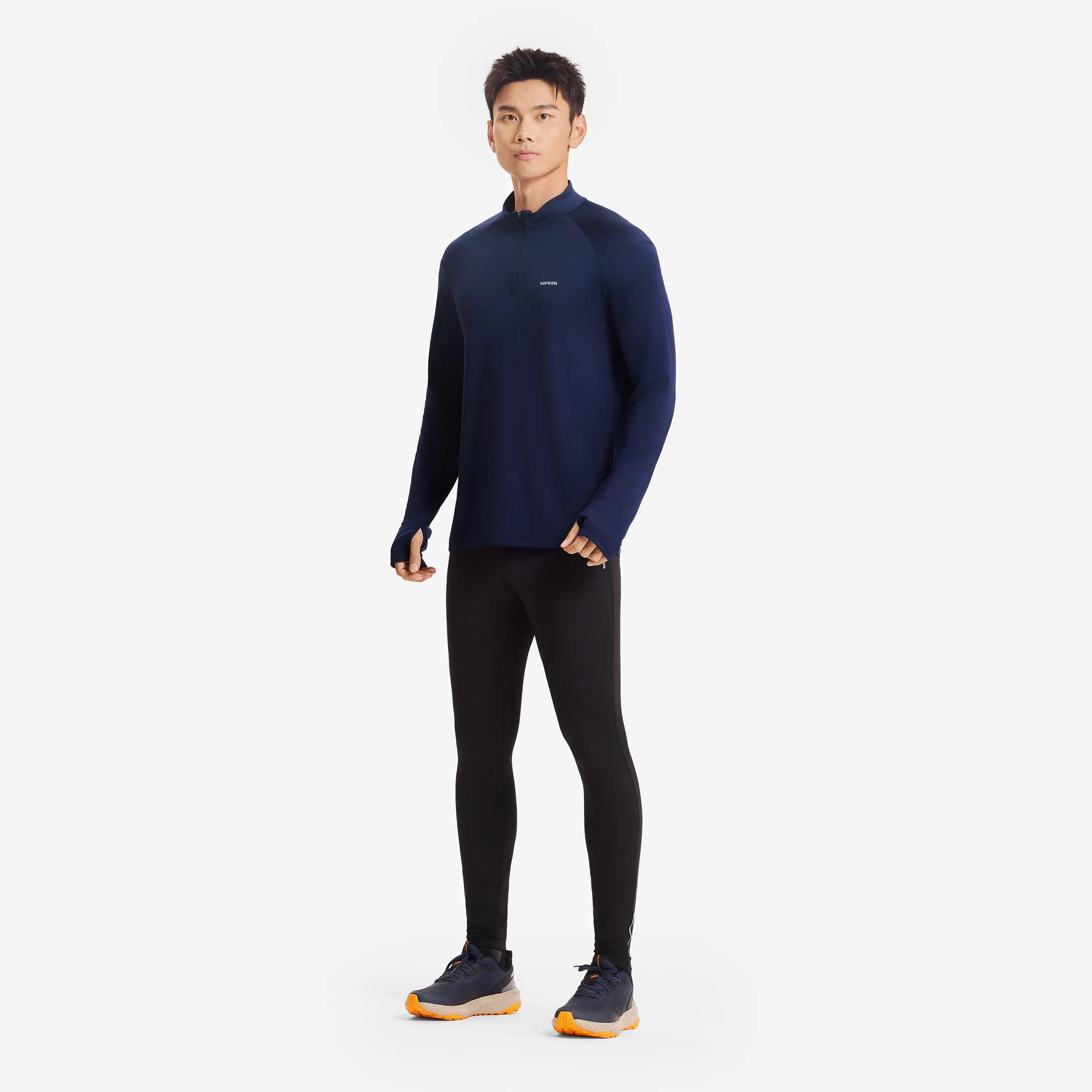 Kiprun Run 100 Men's Warm and Breathable Half-Zip T-shirt - Blue -  5