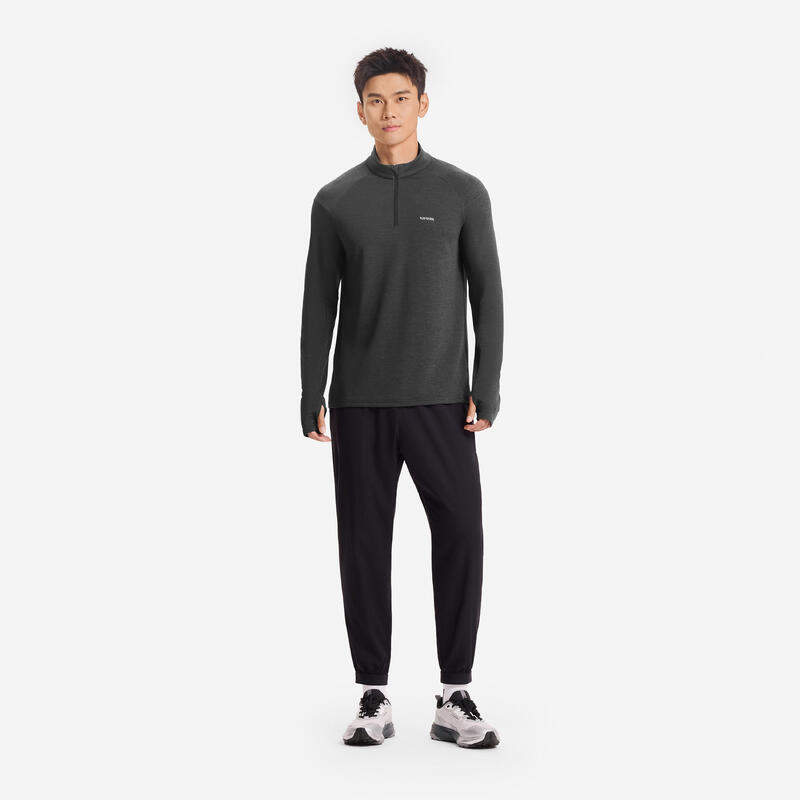 Pantalon de trening respirant alergare KIPRUN Run 100 Dry Negru Bărbați