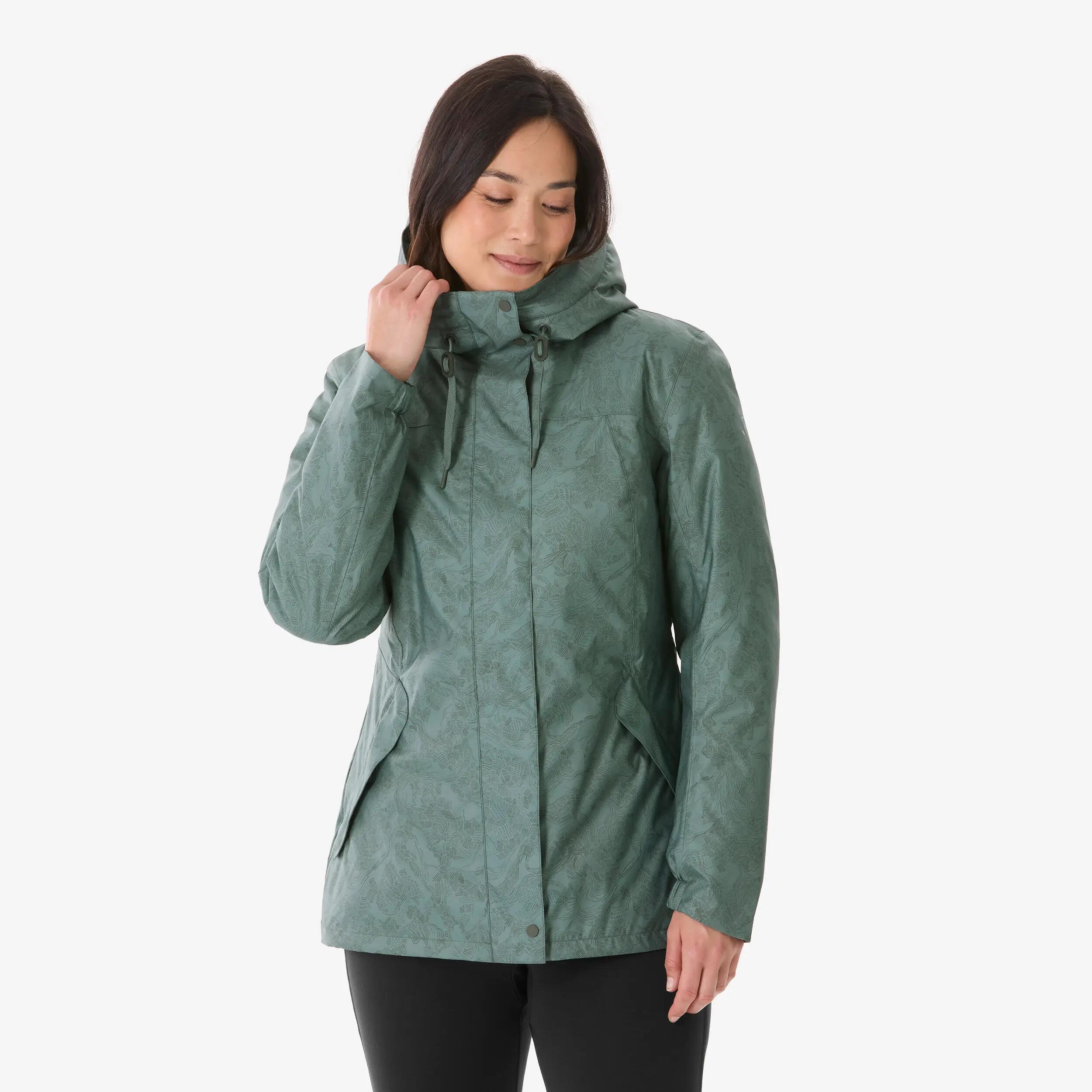 Women’s waterproof hiking jacket -10°C NH500 - Green -  1