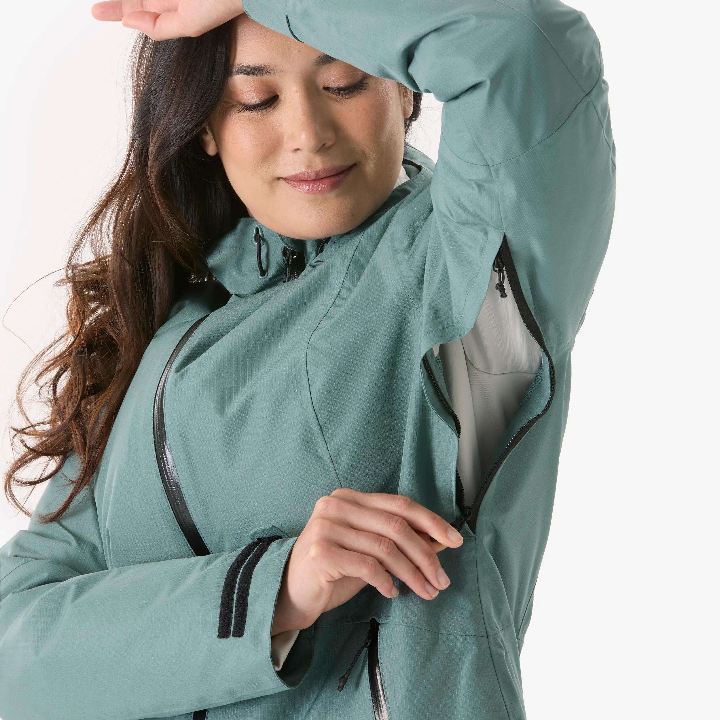 Chaqueta 3en1 de senderismo invierno -8 °C mujer, MH500 3en1 verde y beige  9/20