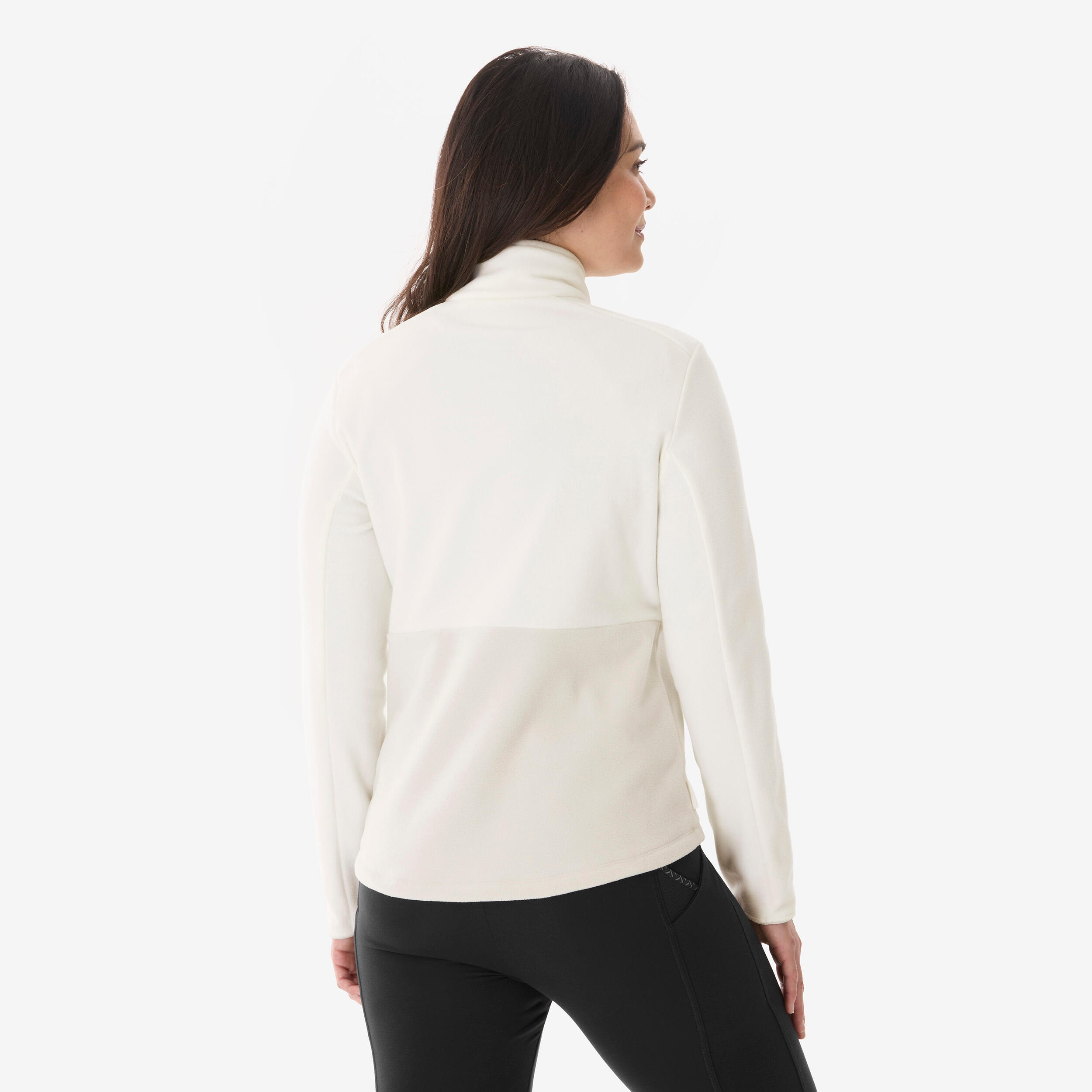 Wandeltrui voor dames MH500 fleece halve rits wit 3/4