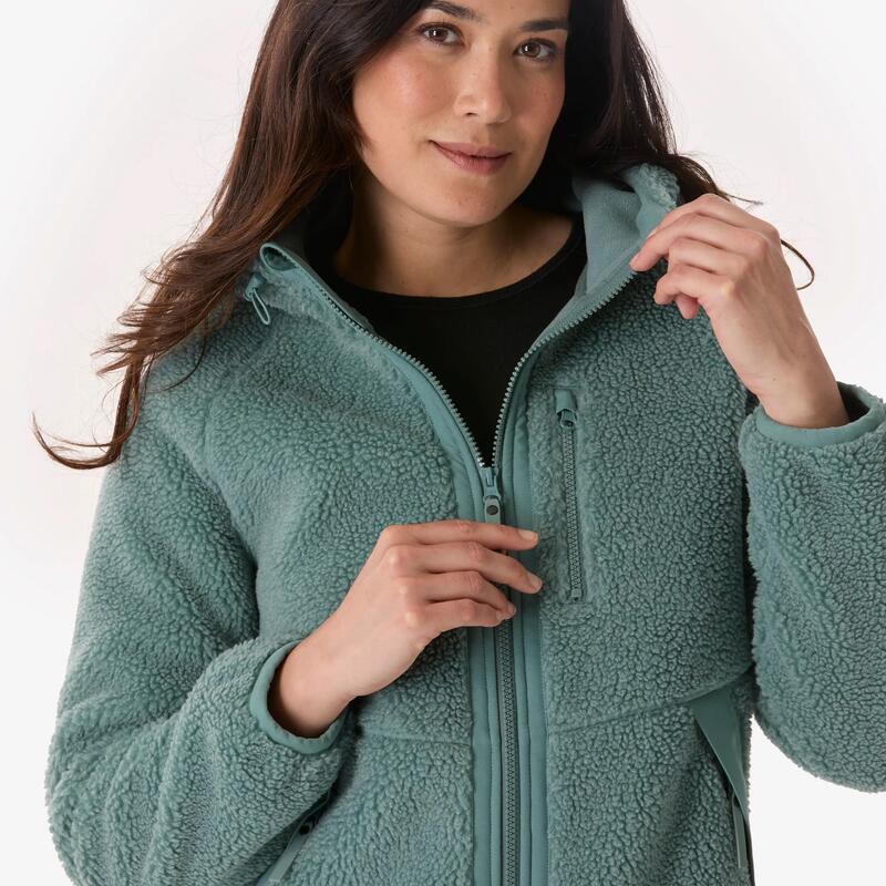 Kadın Sıcak Tutan Outdoor Polar Kışlık Mont/Kar Montu - Yeşil - SH900
