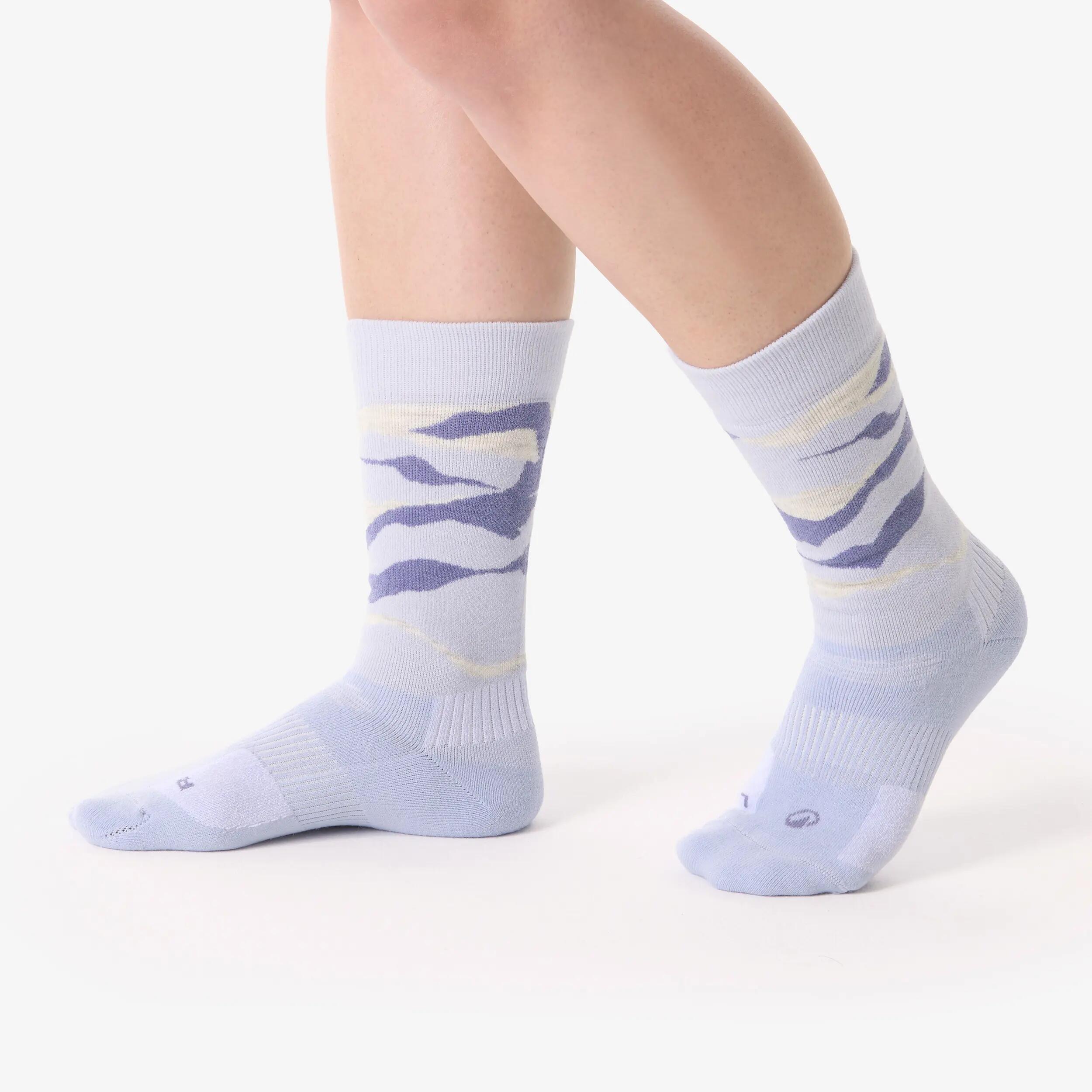 Warm Mid-Height Merino Wool Hiking Socks x2 pairs, SH 500 7/8