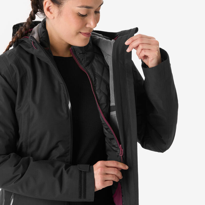 Kadın 3'ü 1 Arada Outdoor Kar Montu/Kışlık Mont - Siyah - MH500 -8 °C