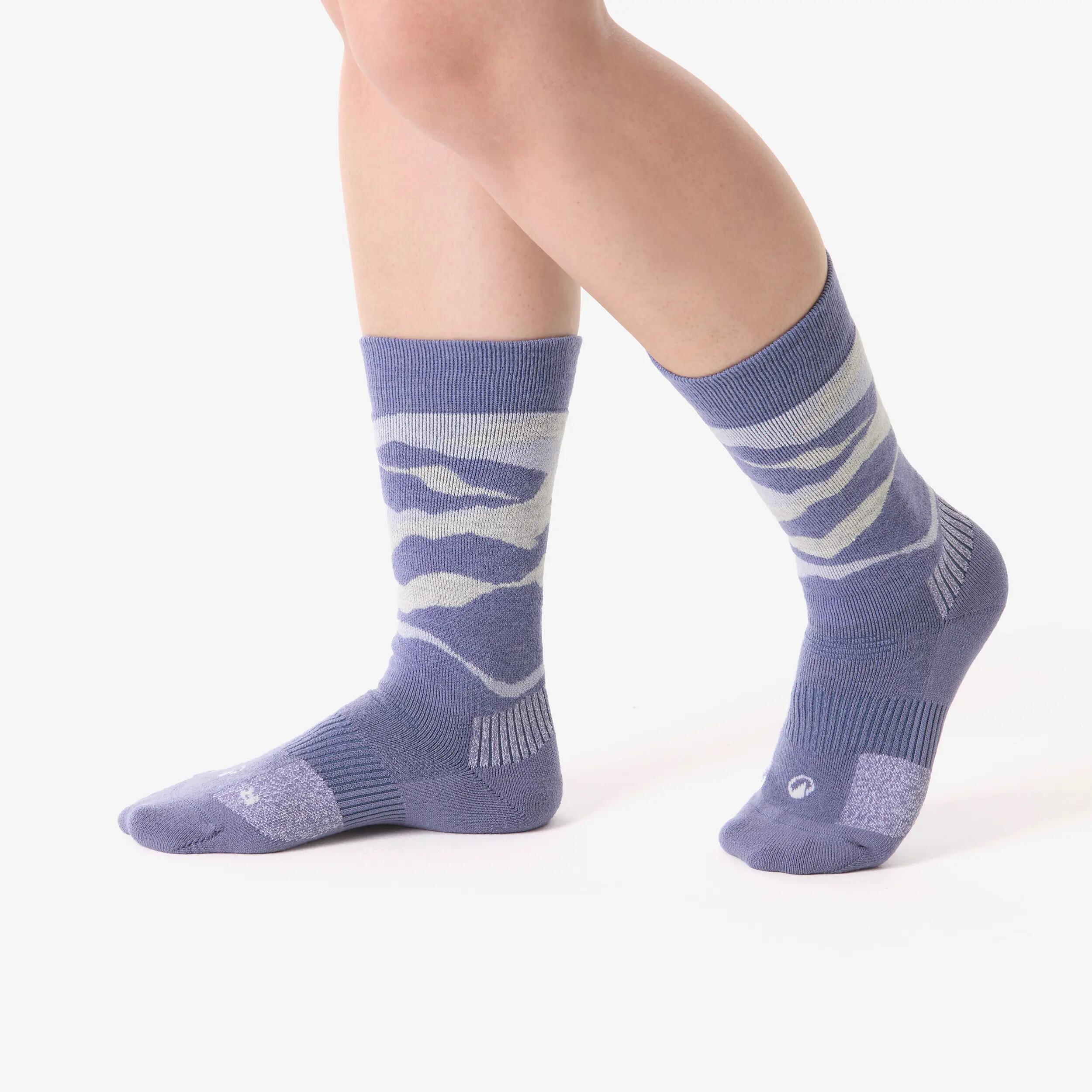 Warm Mid-Height Merino Wool Hiking Socks x2 pairs, SH 500 8/8