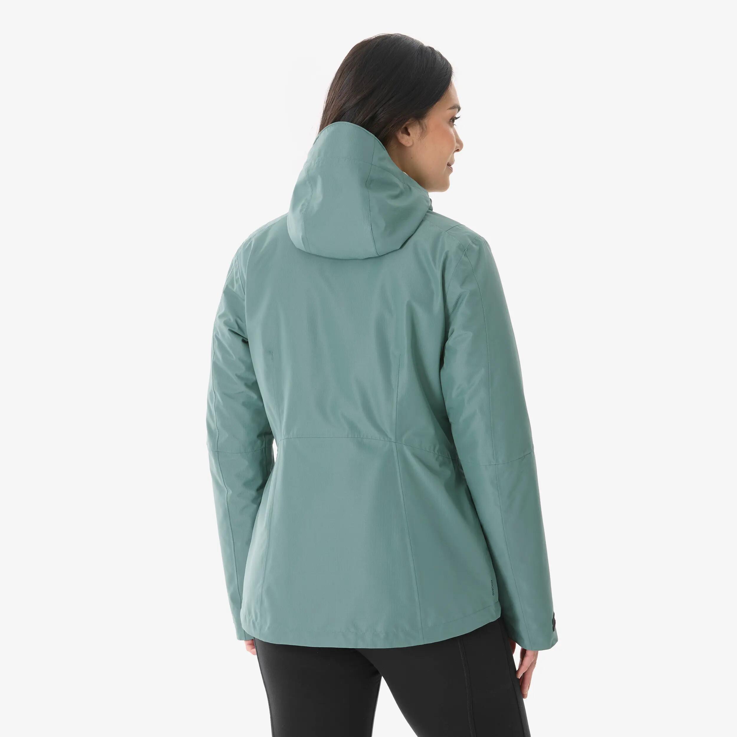 Chaqueta 3en1 de senderismo invierno -8 °C mujer, MH500 3en1 verde y beige  7/20