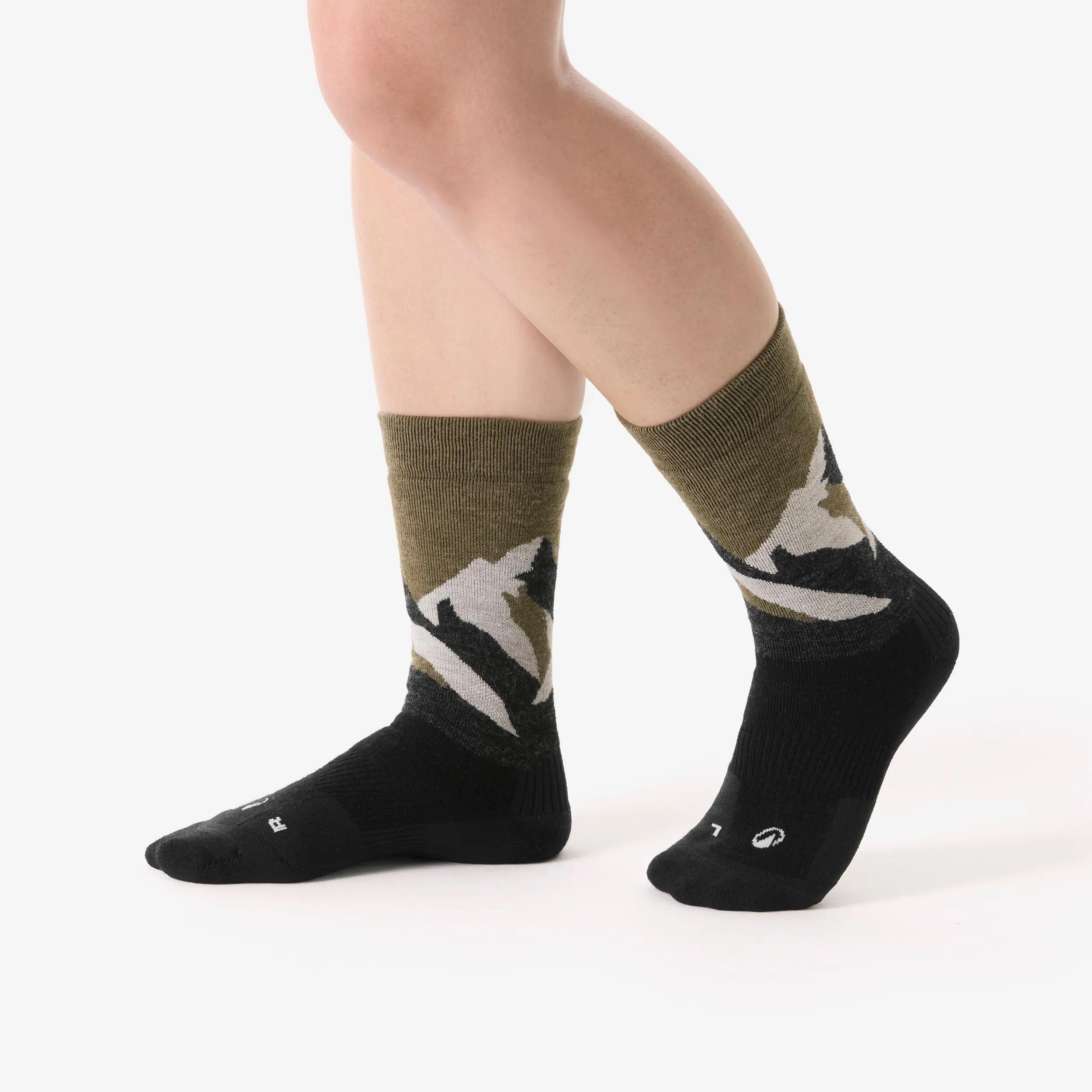 Warm Mid-Height Merino Wool Hiking Socks x2 pairs, SH 500 5/6
