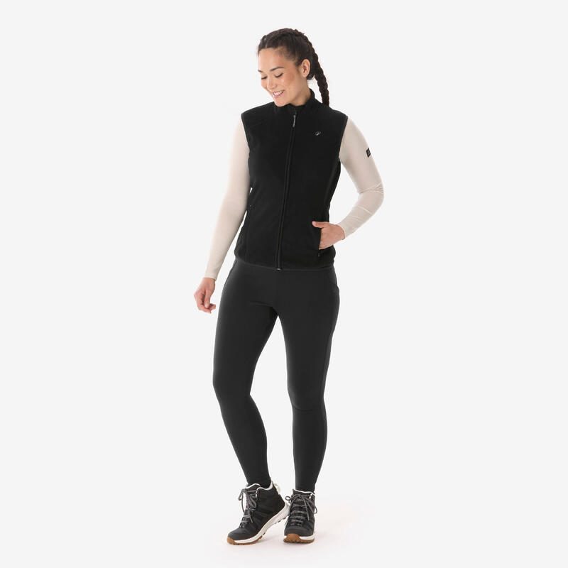 Vestă polar Drumeție la munte MH100 Negru Damă