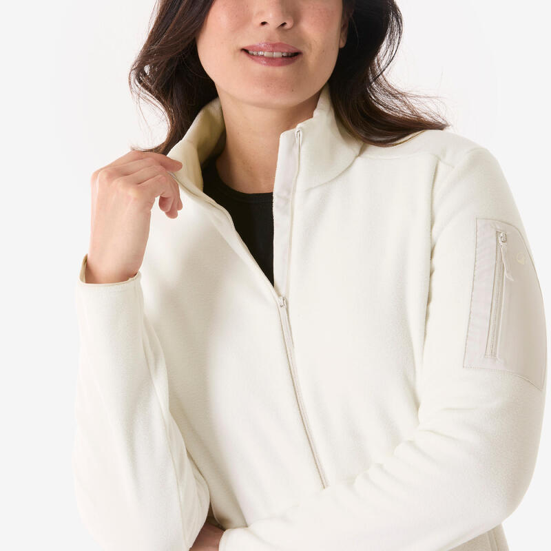 Polar de drumeție, MH500 full zip alb-bej damă