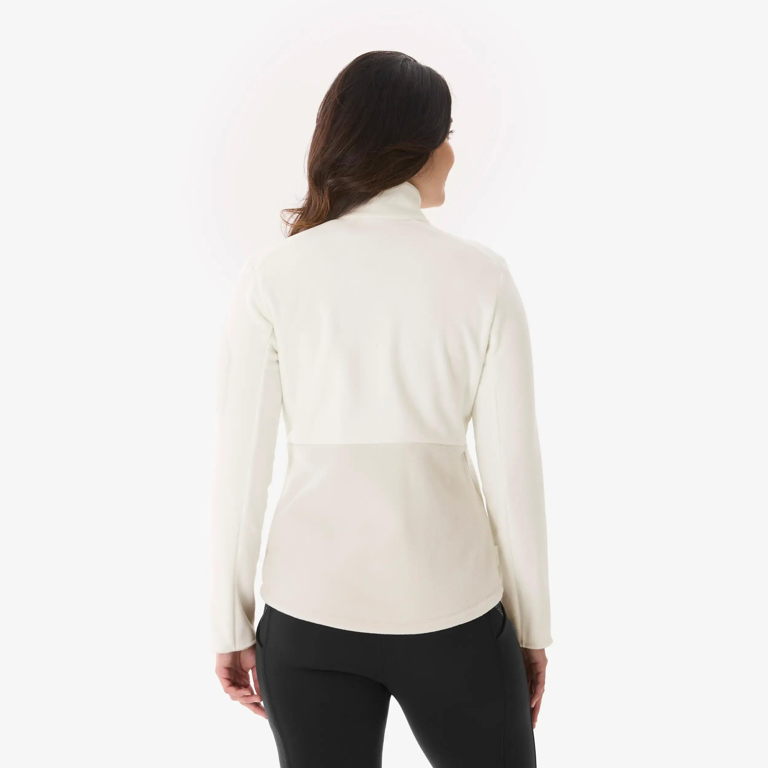 Women's hiking fleece MH500 Full-zip - White and beige -  4