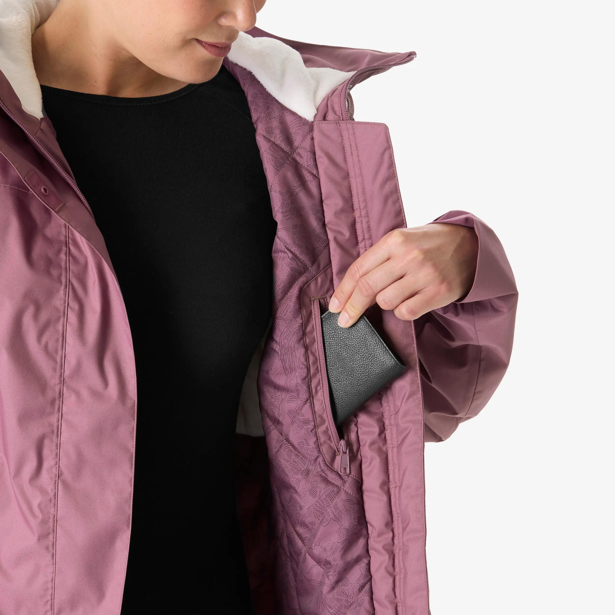 Casaco impermeável de caminhada -10°C para mulher, NH500 violeta 7/10