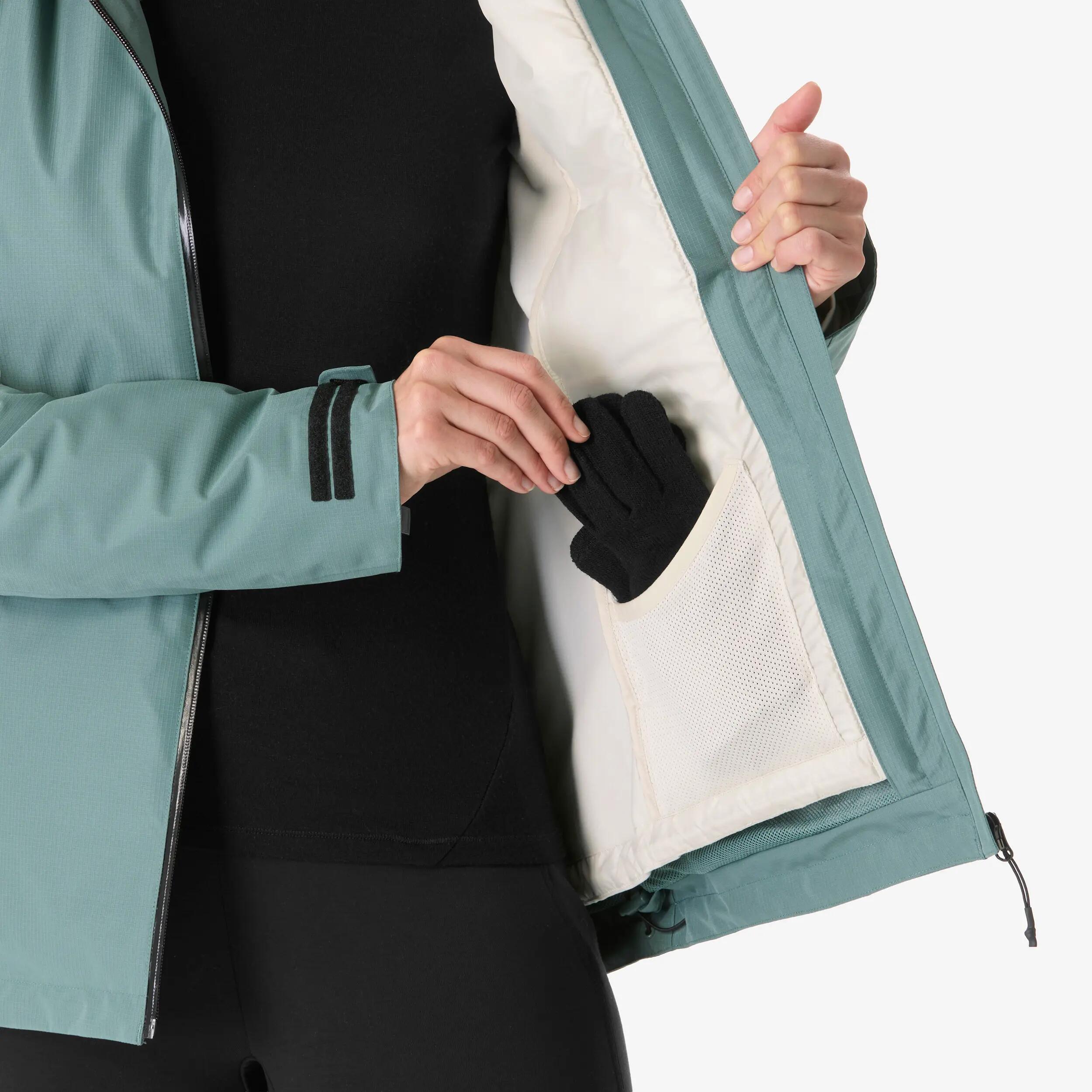 Chaqueta 3en1 de senderismo invierno -8 °C mujer, MH500 3en1 verde y beige  10/20