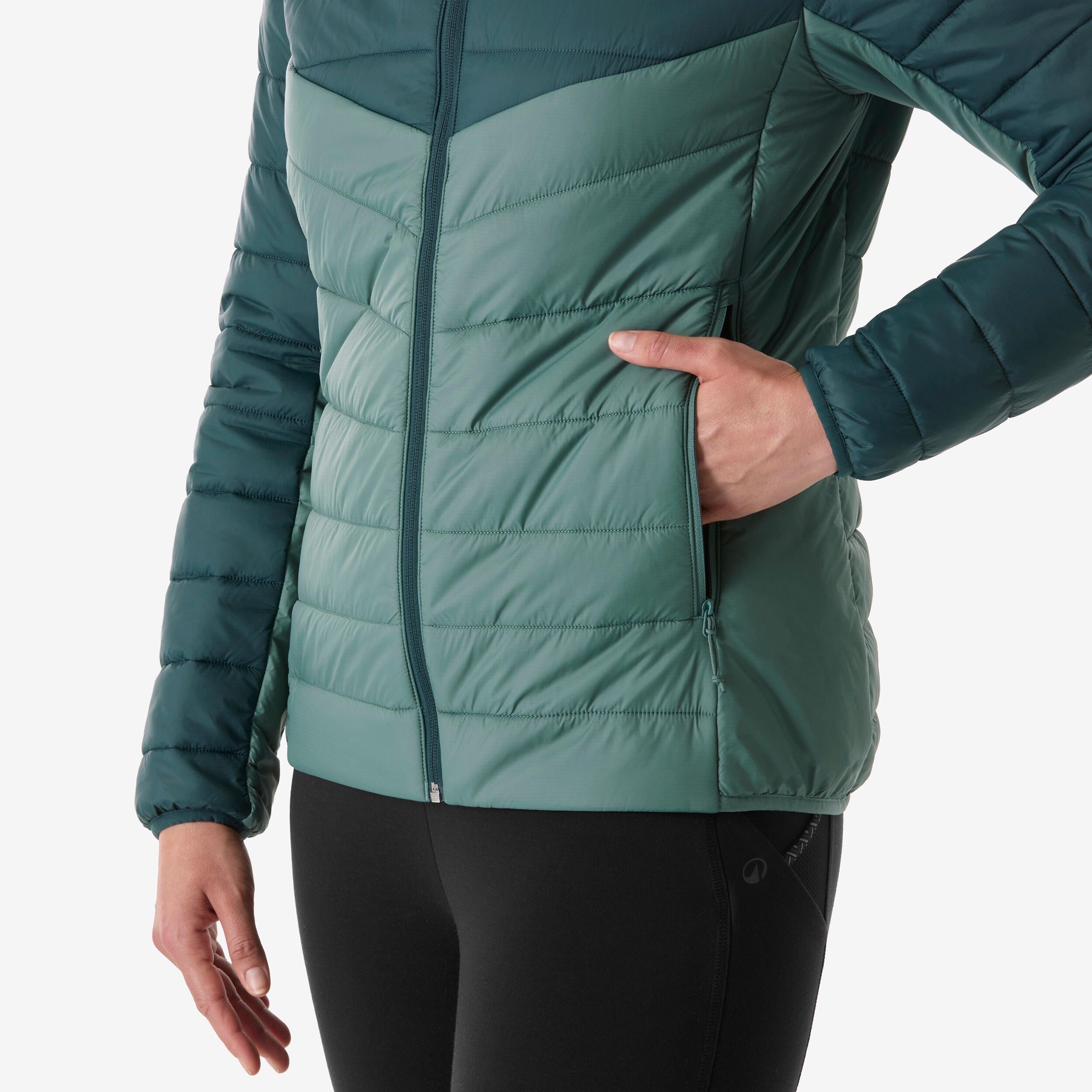 Wattierte Jacke Damen Wandern - MH500 grün  5/7