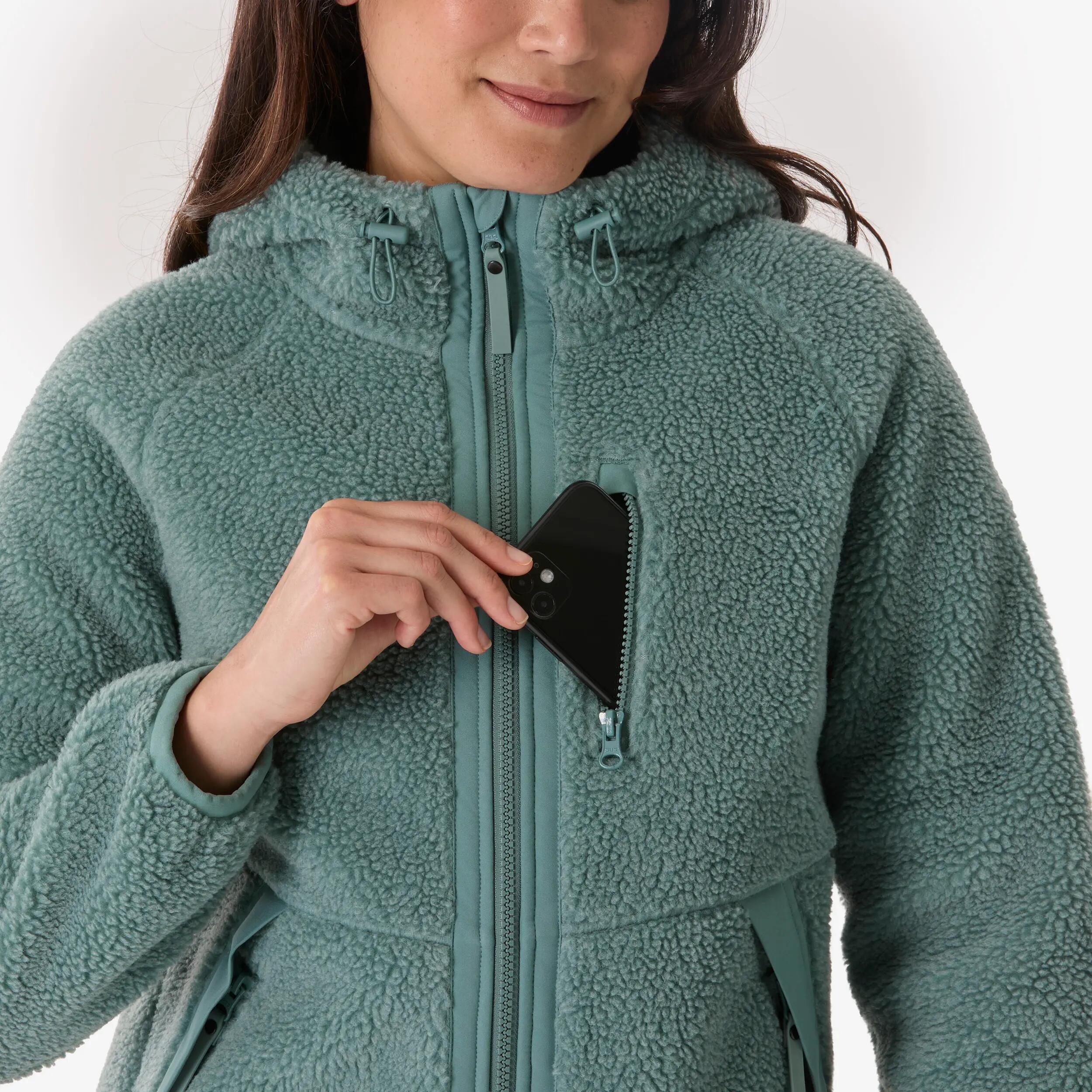 Folre polar càlid de senderisme dona SH900 verd  7/8