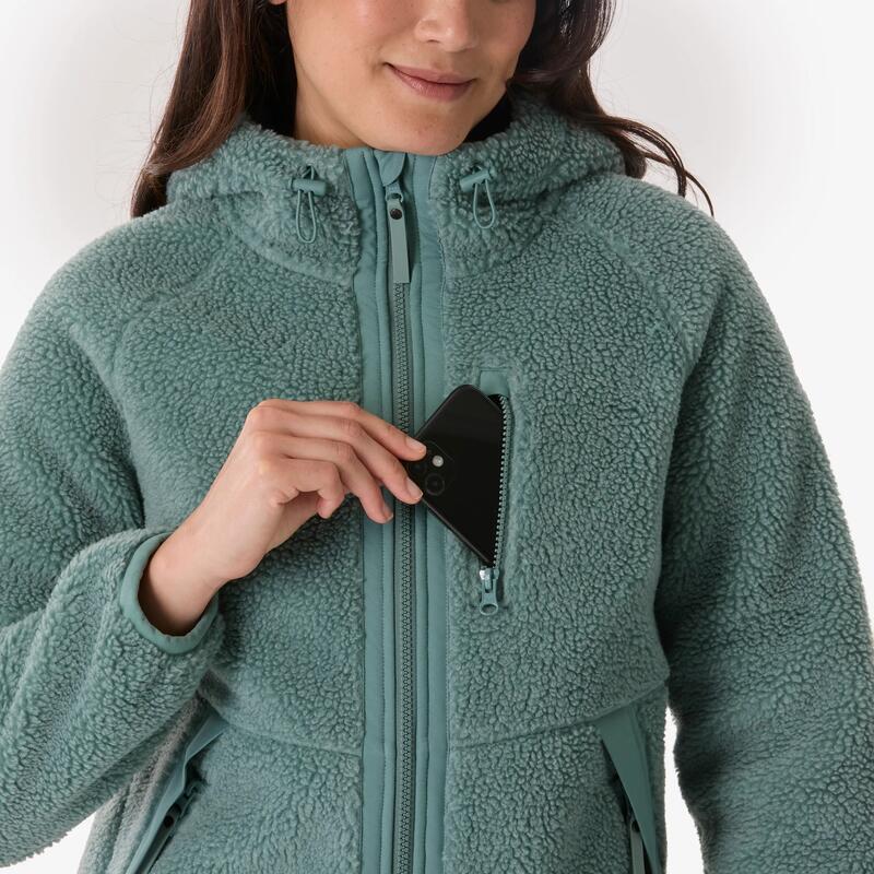 Kadın Sıcak Tutan Outdoor Polar Kışlık Mont/Kar Montu - Yeşil - SH900
