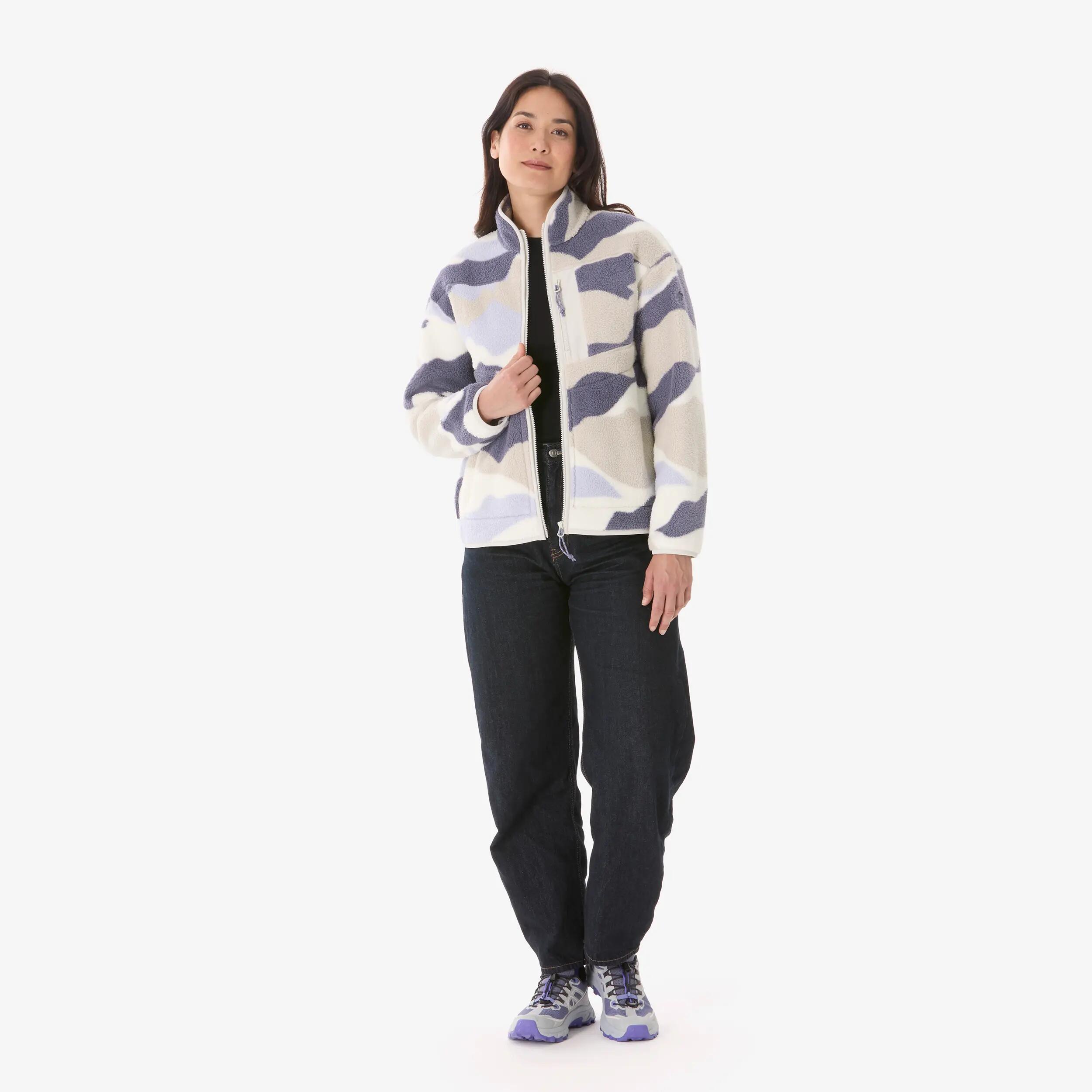 Men Hiking Ultra Warm Full-zip Sherpa Fleece Jacket Camo MH500 -  2