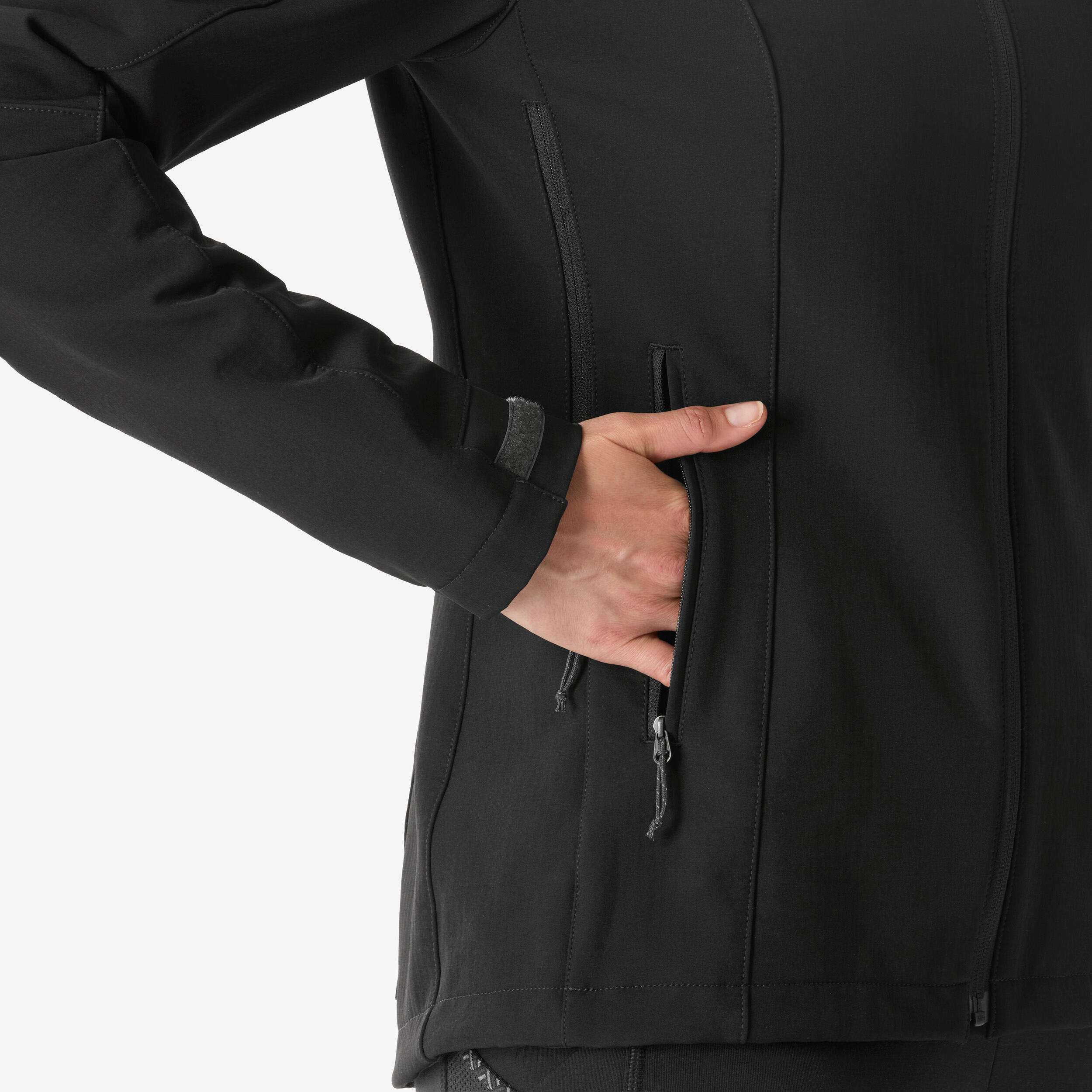 Gebraucht - Softshelljacke Damen winddicht Wandern - MT500 schwarz 7/16