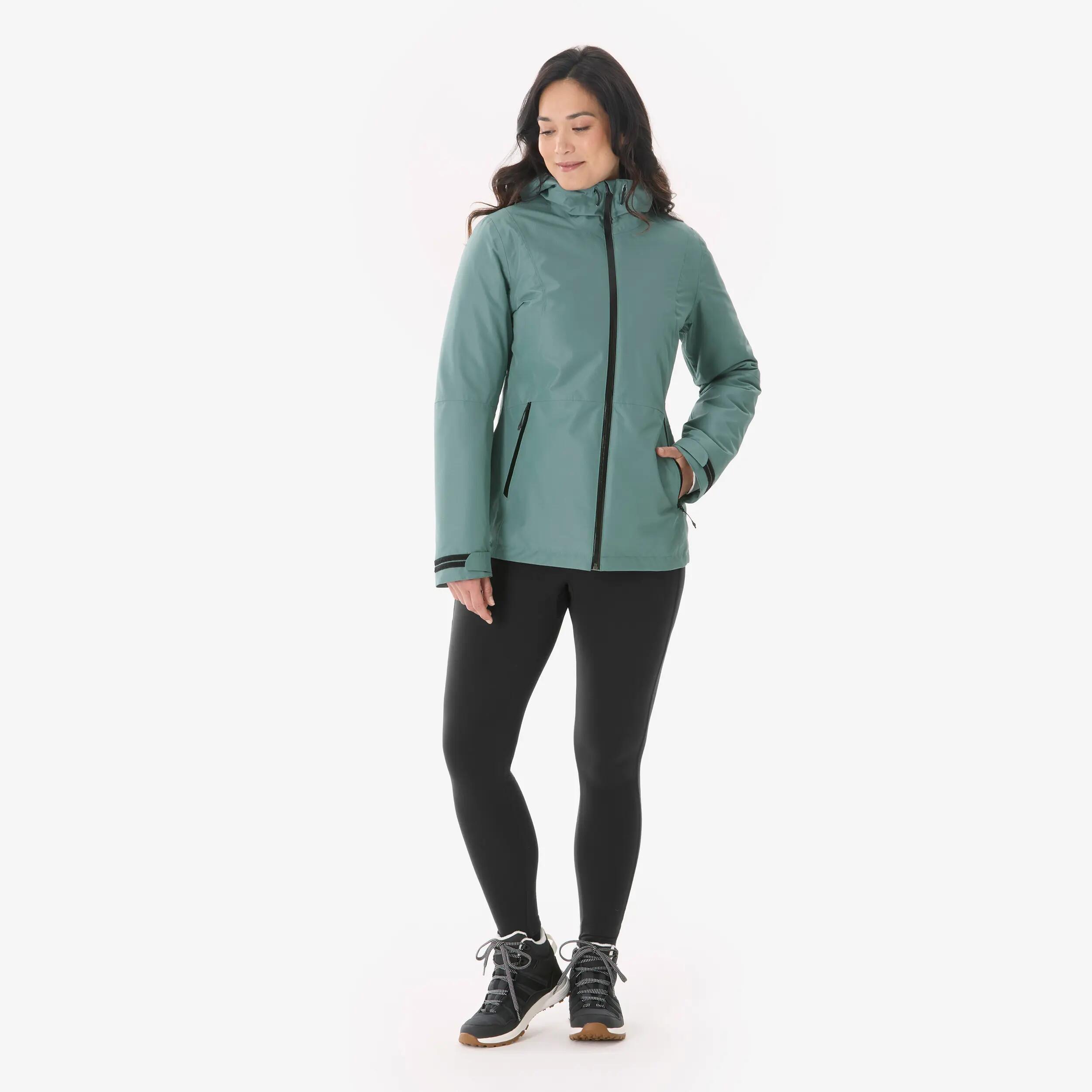 Chaqueta 3en1 de senderismo invierno -8 °C mujer, MH500 3en1 verde y beige  4/20