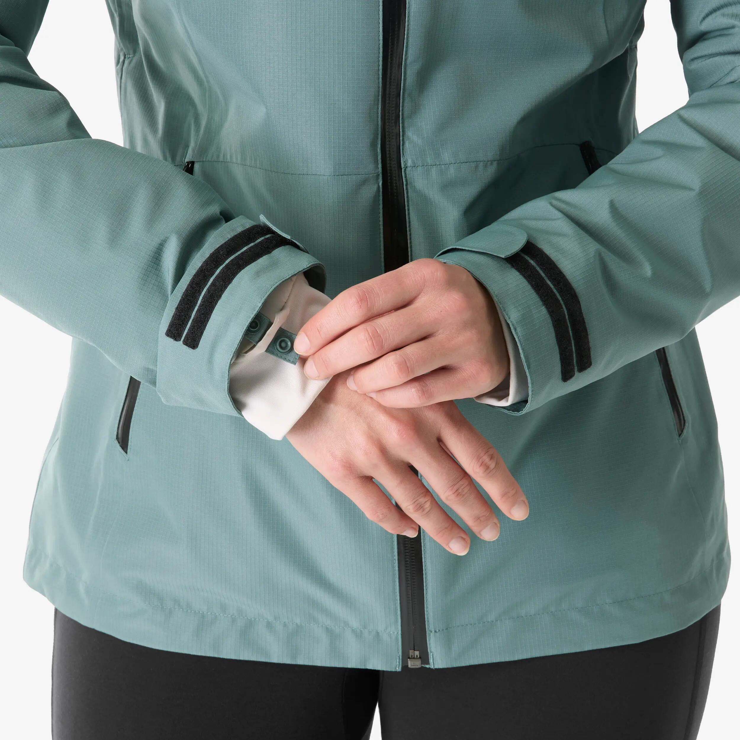 Chaqueta 3en1 de senderismo invierno -8 °C mujer, MH500 3en1 verde y beige  16/20