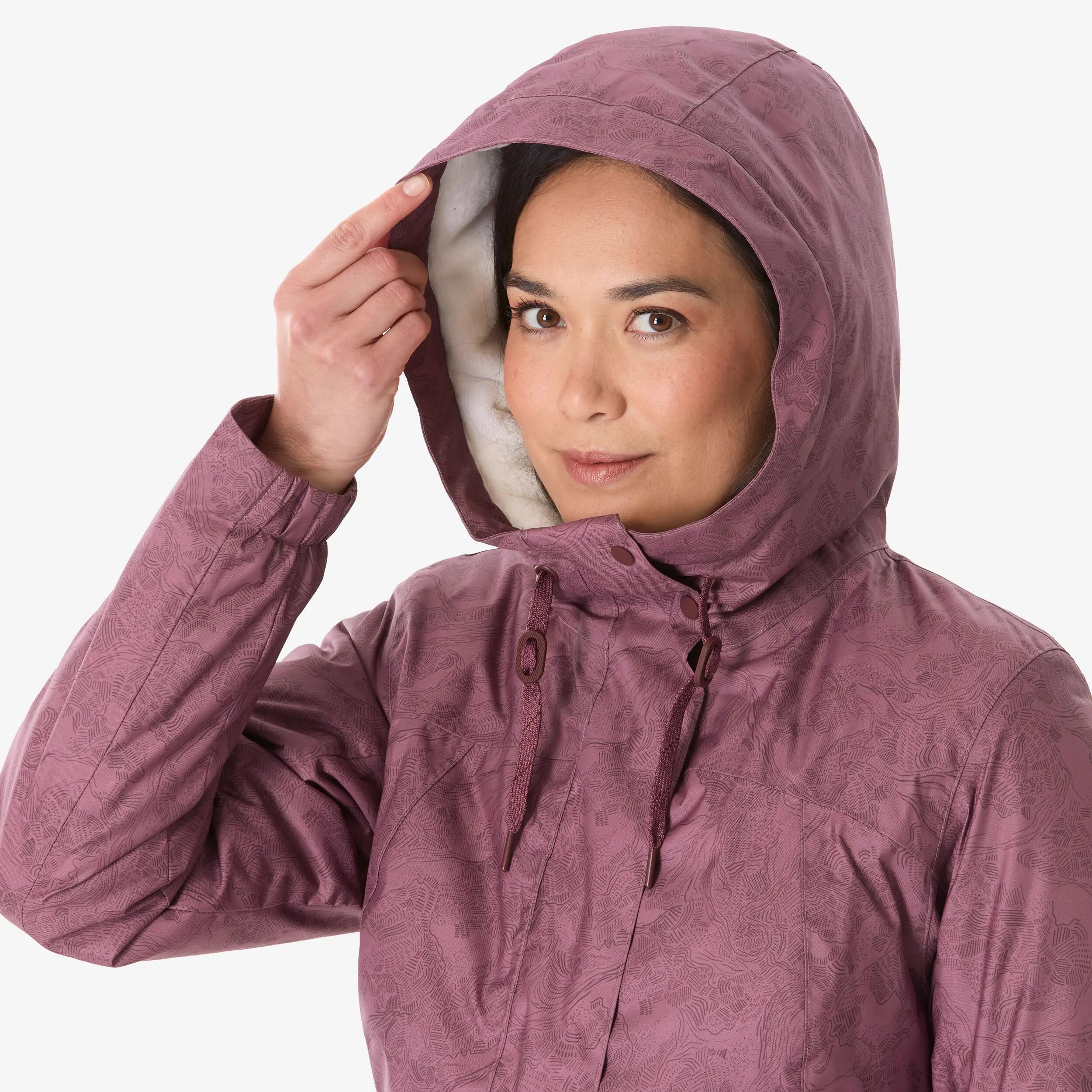 Women Winter Warm Snow Jacket - Padded & Waterproof Upto -10°C - Purple NH500 -  4