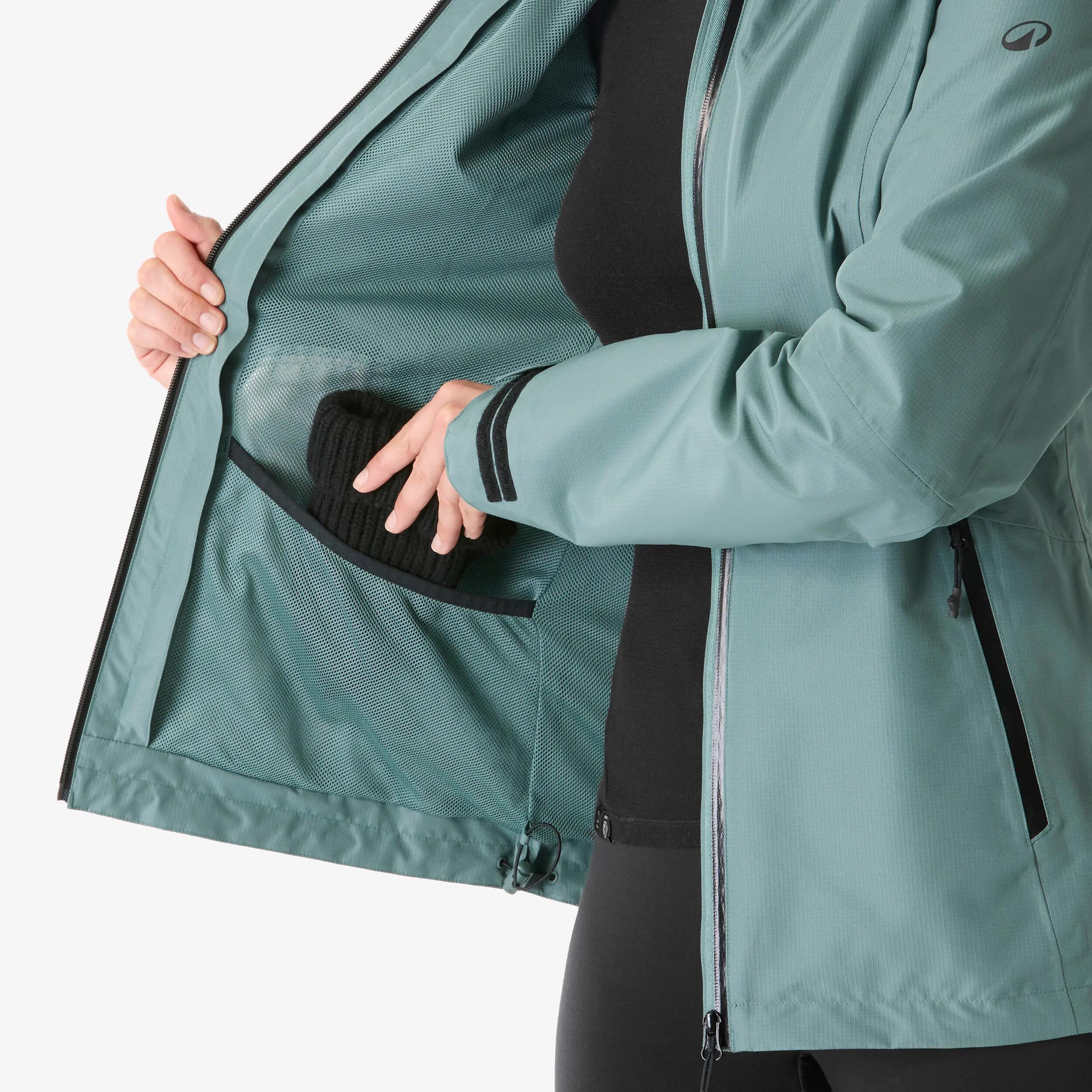 Chaqueta 3en1 de senderismo invierno -8 °C mujer, MH500 3en1 verde y beige  12/20