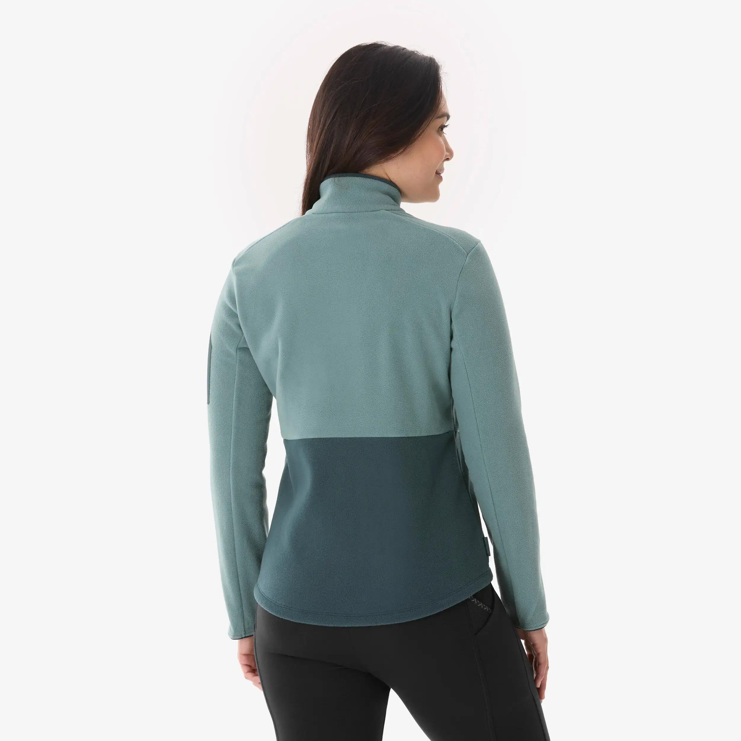Women Mountain Hiking Extra Warm Fleece Jacket Green MH500 -  4