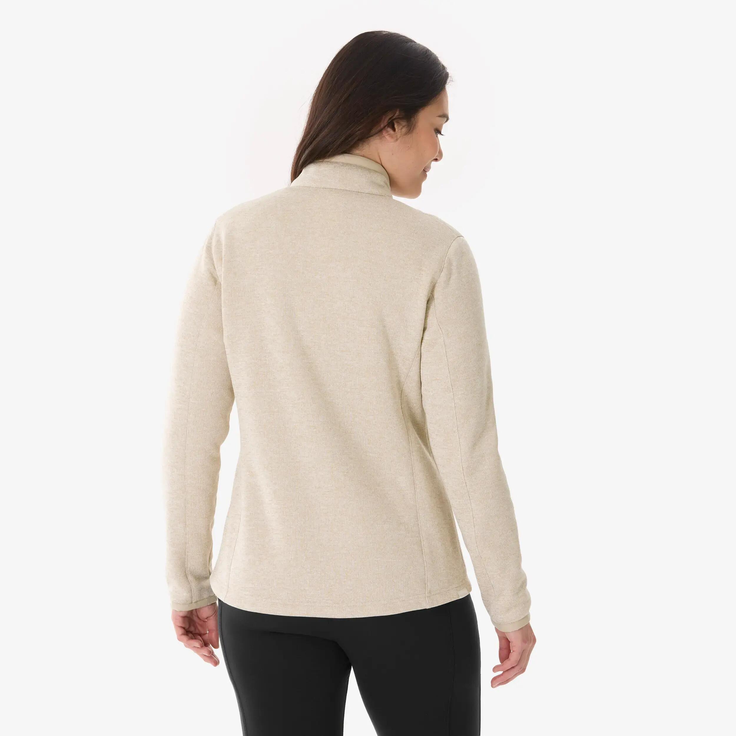 Women’s warm hiking fleece jacket, MH500 Beige -  3