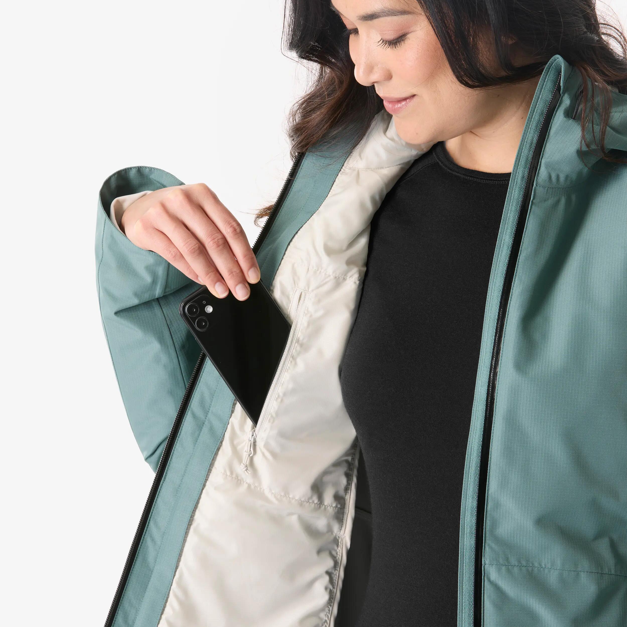 Chaqueta 3en1 de senderismo invierno -8 °C mujer, MH500 3en1 verde y beige  11/20