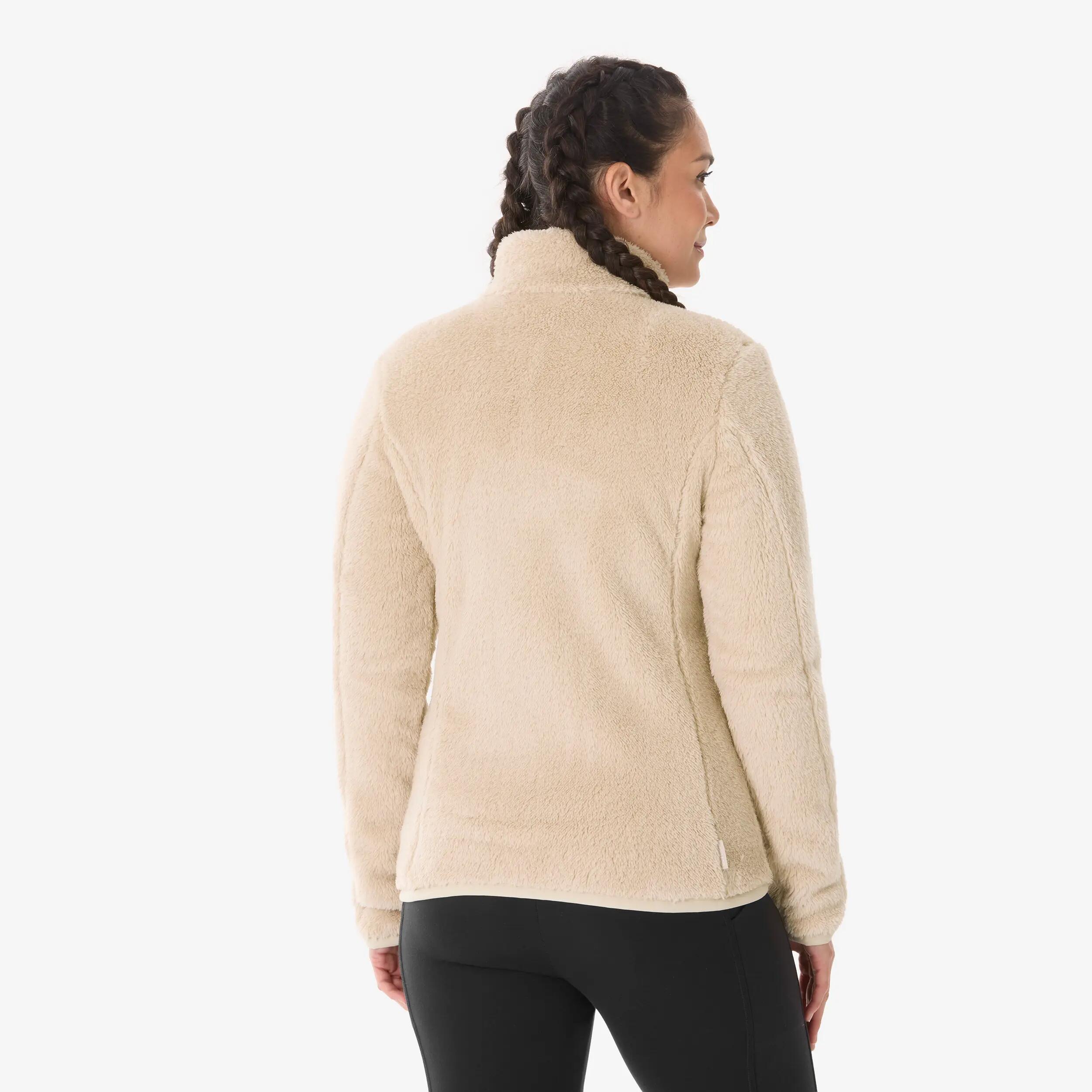 Women’s warm hiking fleece jacket, MH500 Beige -  3