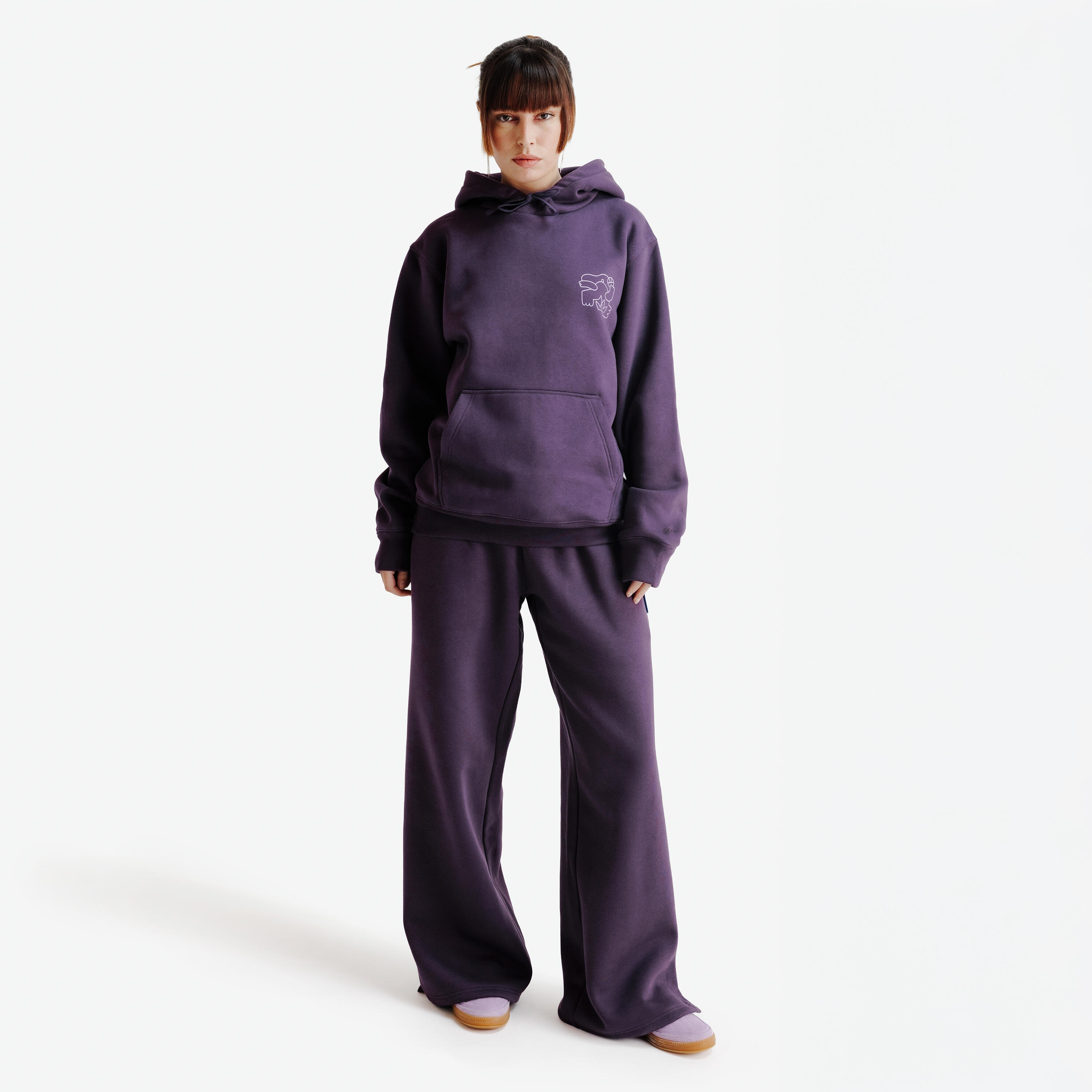 Rechte joggingbroek voor dames Elementals donkerpaars 2/5