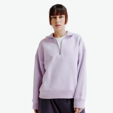 Sweat à col zippé oversize femme, Elementals, lilas