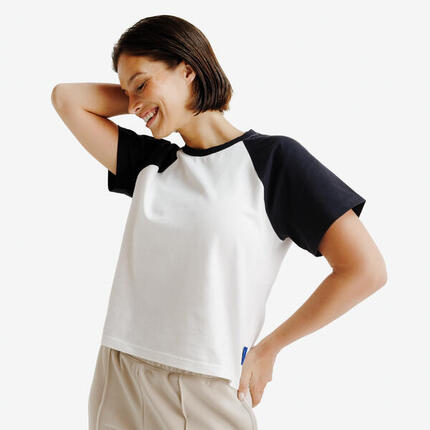 Tee-shirt femme, Heritage, blanc et bleu marine