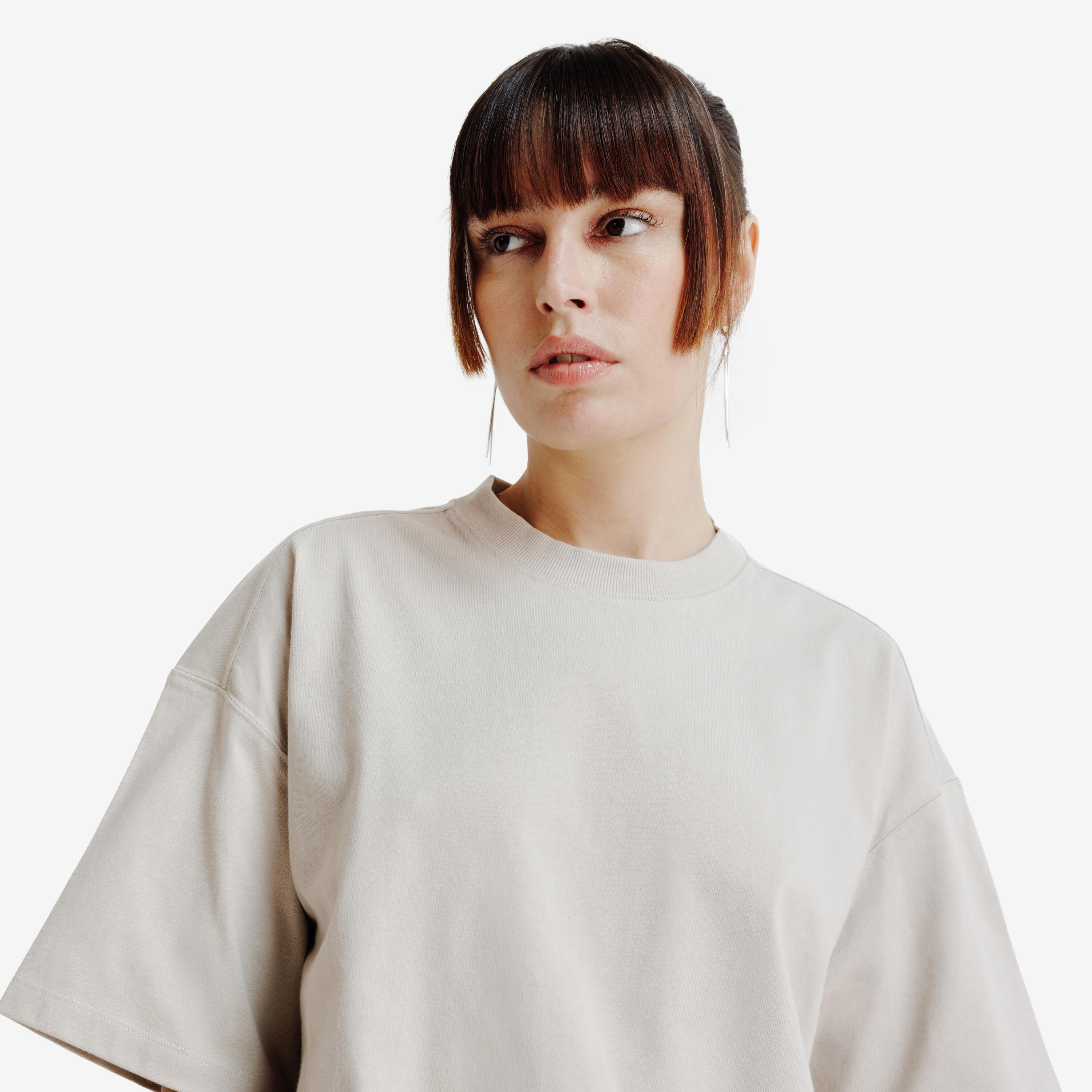 T-shirt crop oversize femme, Elementals, beige 4/4