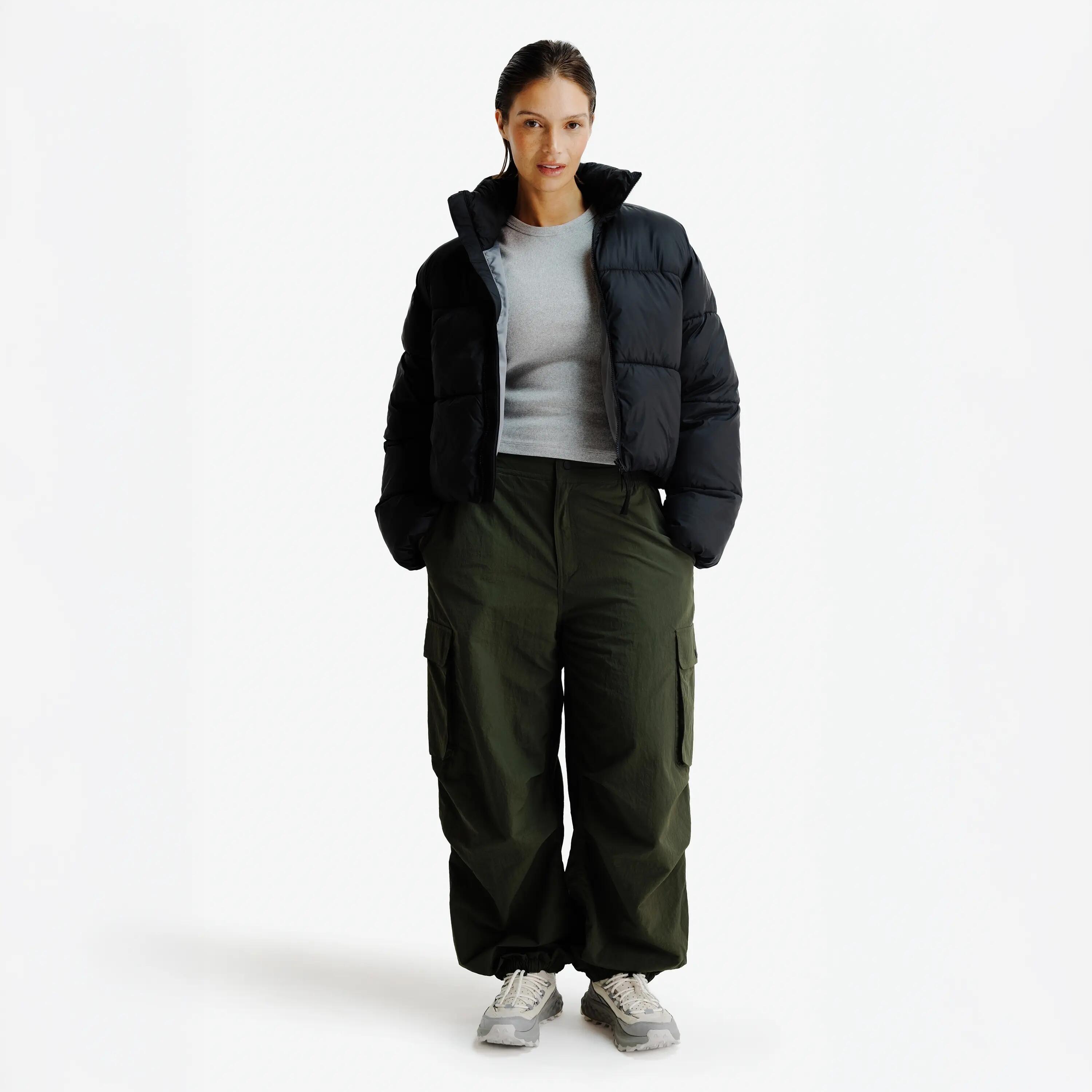 Women's Cropped Puffer Jacket, Lifetech, Black 2/5