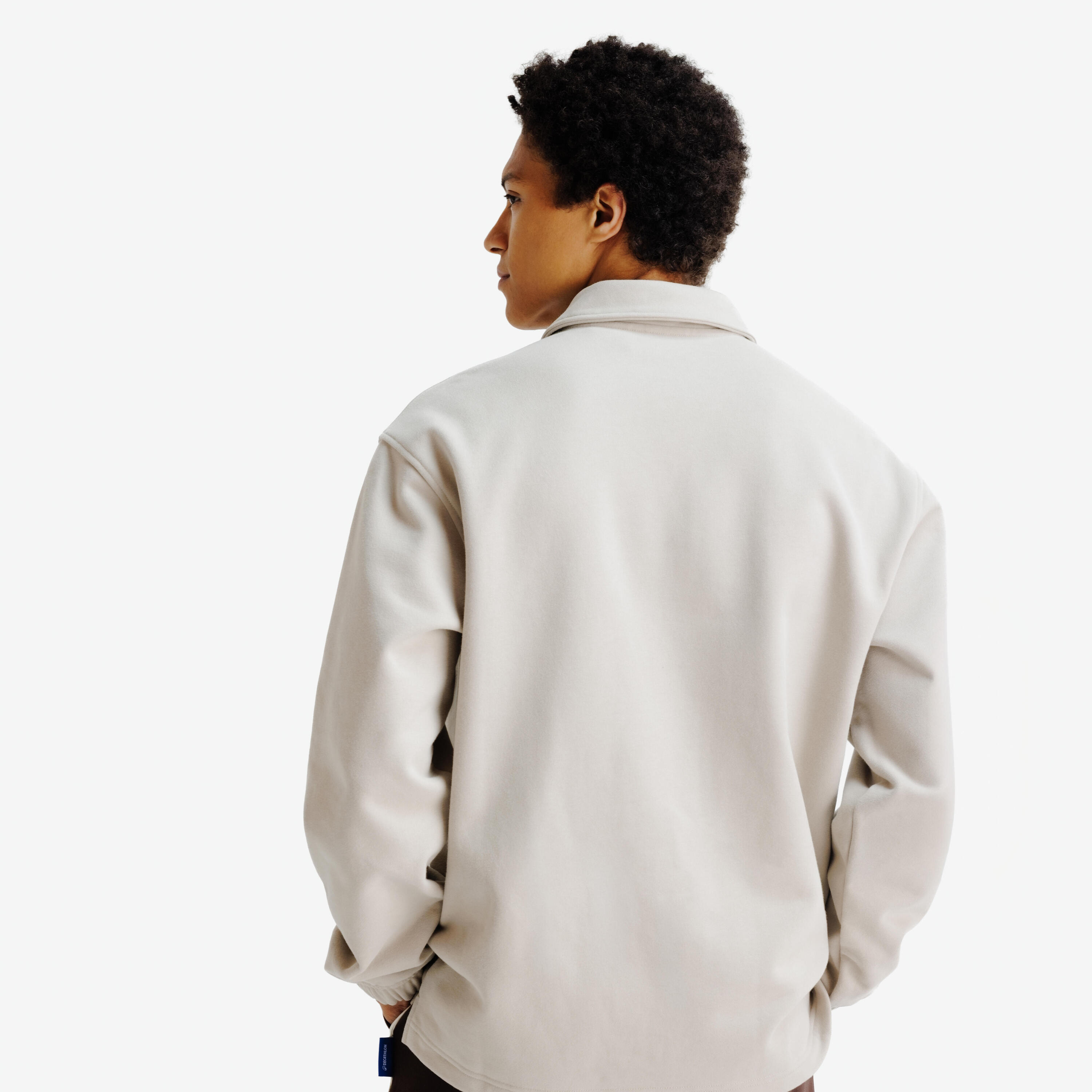 Sudadera de corte relajado estilo polo hombre, Heritage, beige 4/4