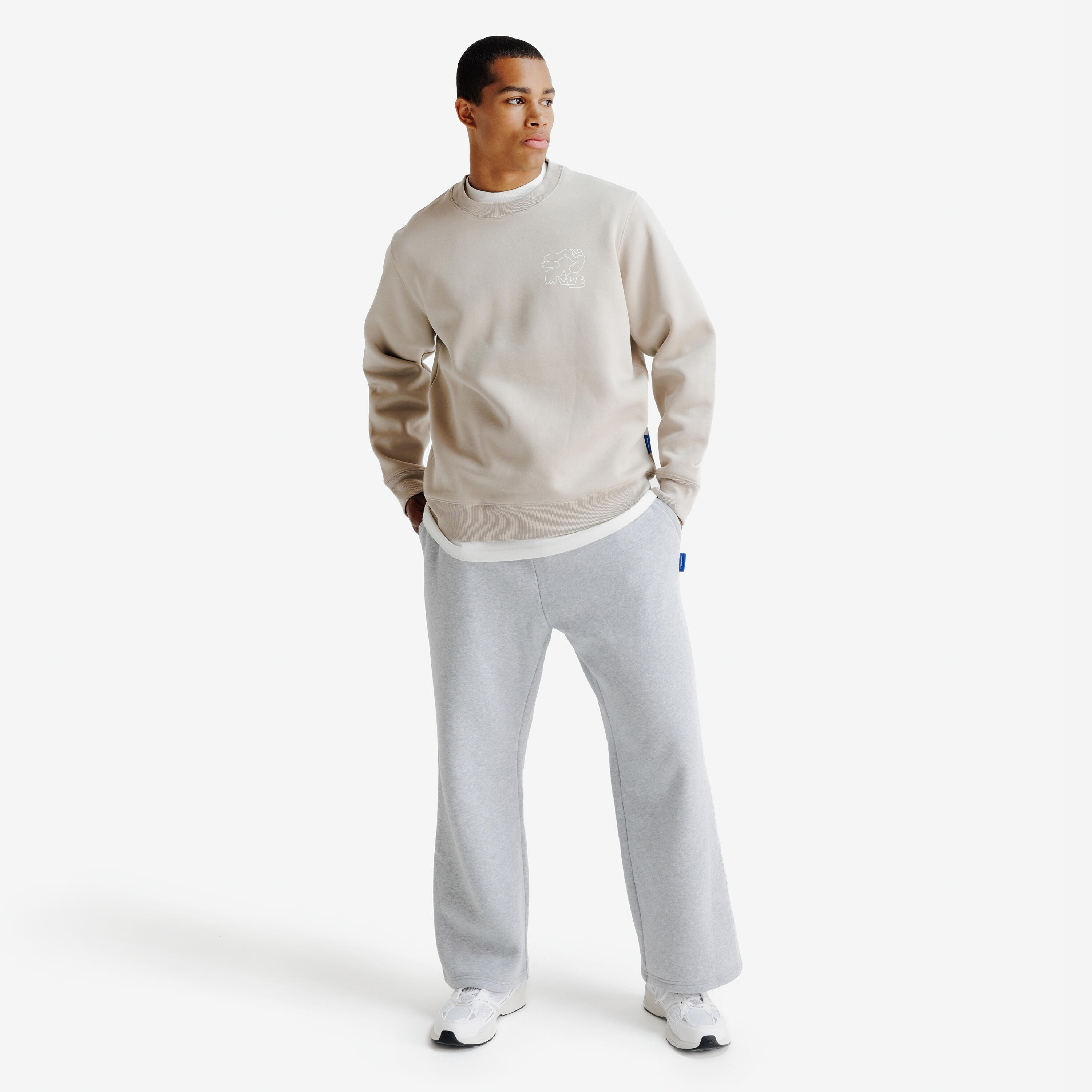 Dessuadora Elementals Unisex Beix Tall Folgat Coll Rodó 2/5