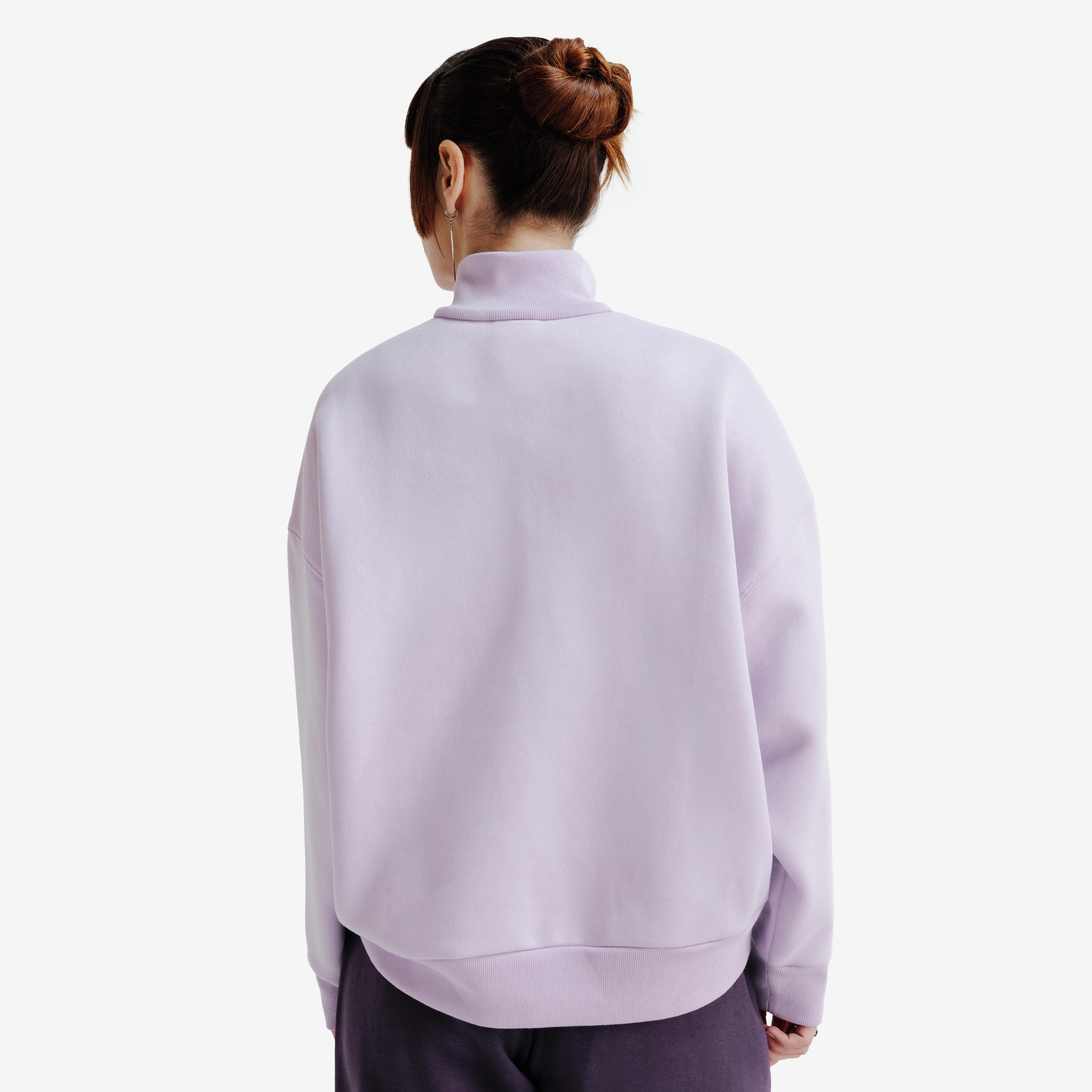 Sweat à col zippé oversize femme, Elementals, lilas 4/5
